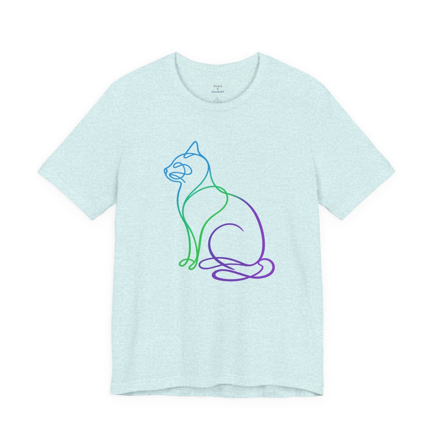 Colorful Line | Work Sitting Cat T-Shirt