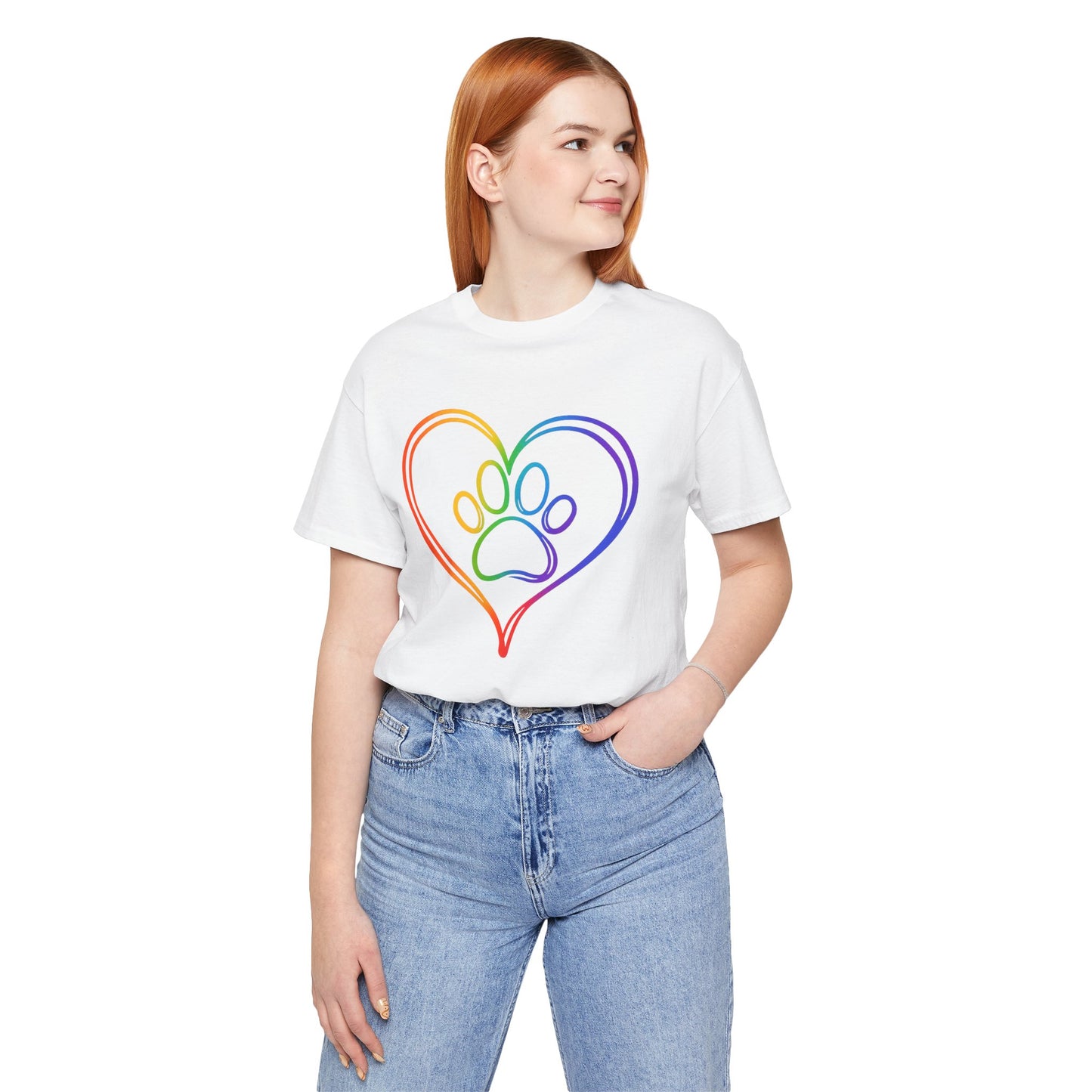Heart/Paw Colorful Line-Work T-Shirt
