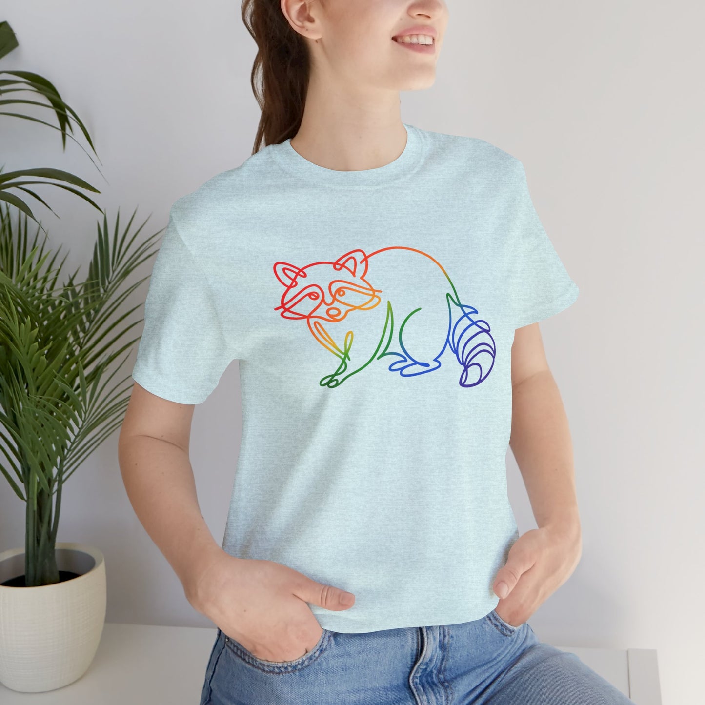 Raccoon Tee — Minimal Line Raccoon Scenic Graphic T-Shirt