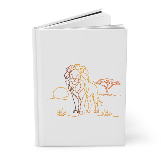 Lion Sunrise Hardcover Journal — Minimal Safari Sketch Notebook
