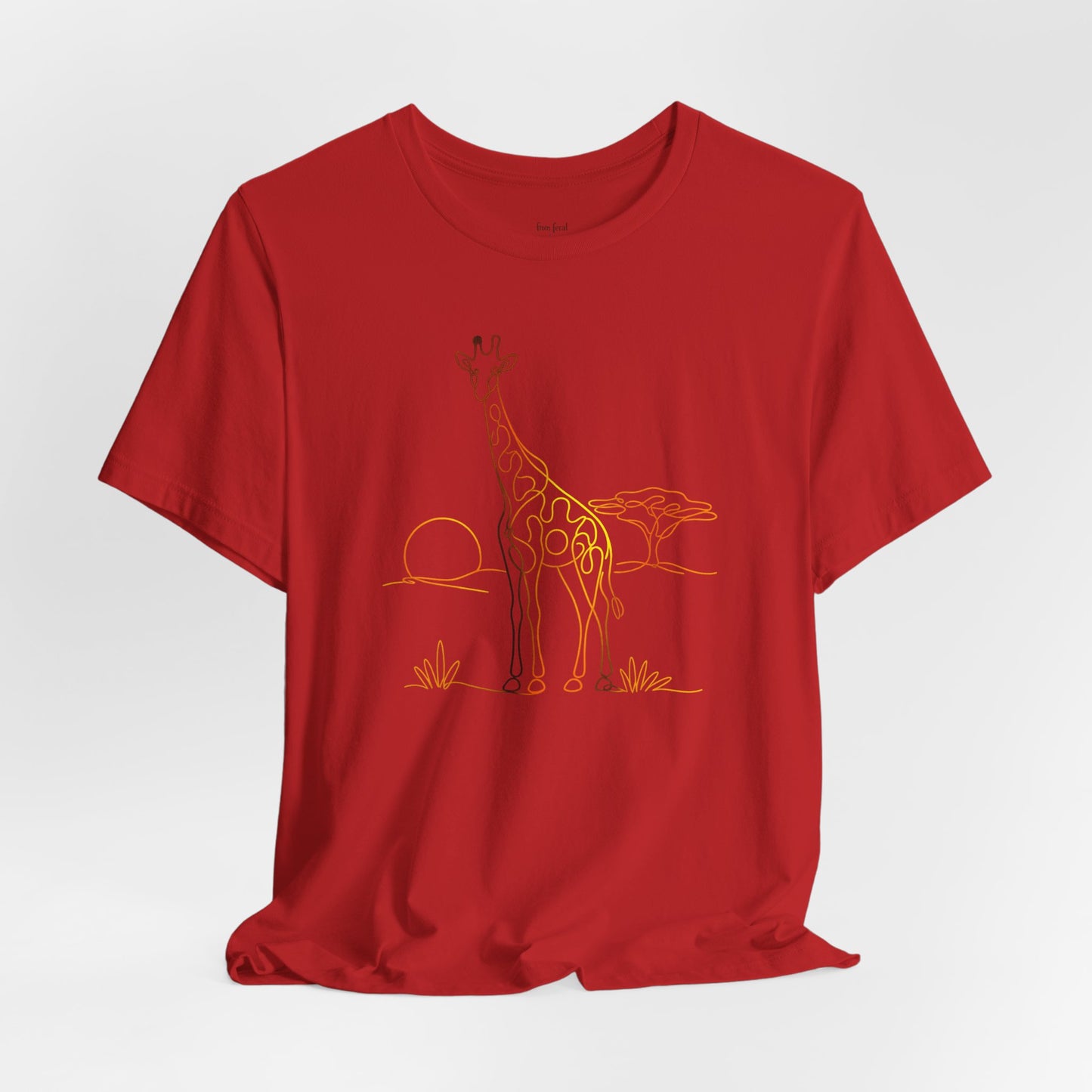 Giraffe Sunset Tee — Minimal Line Art Safari T-Shirt