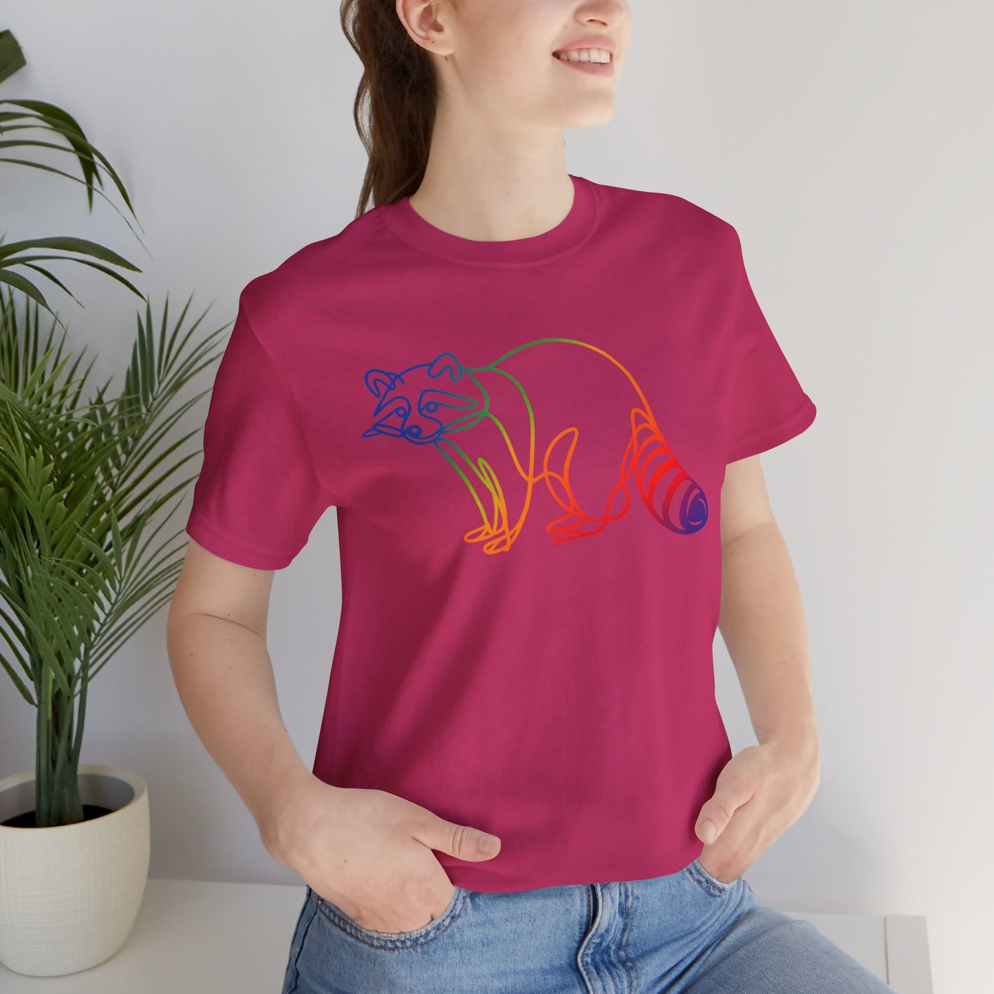 Raccoon Tee — Minimal Line Raccoon Scenic Graphic T-Shirt