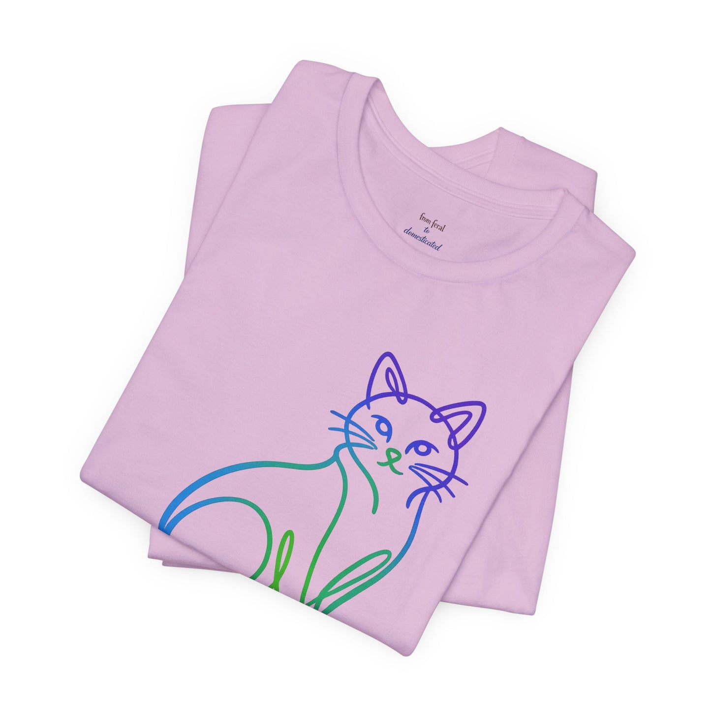 Colorful Line-Work Sitting Cat T-Shirt
