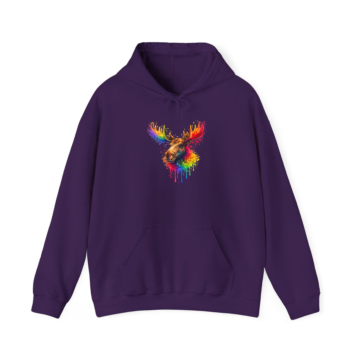 Watercolor Moose Hooded Sweatshirt