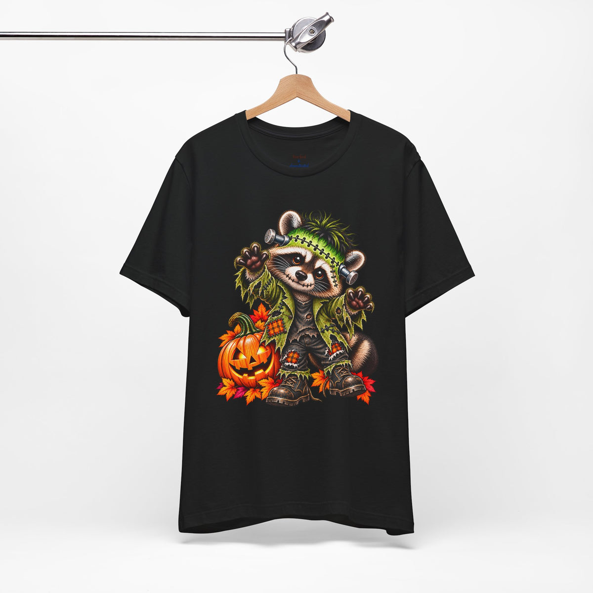 Halloween Frankenstein Raccoon and Black Cat T-Shirt