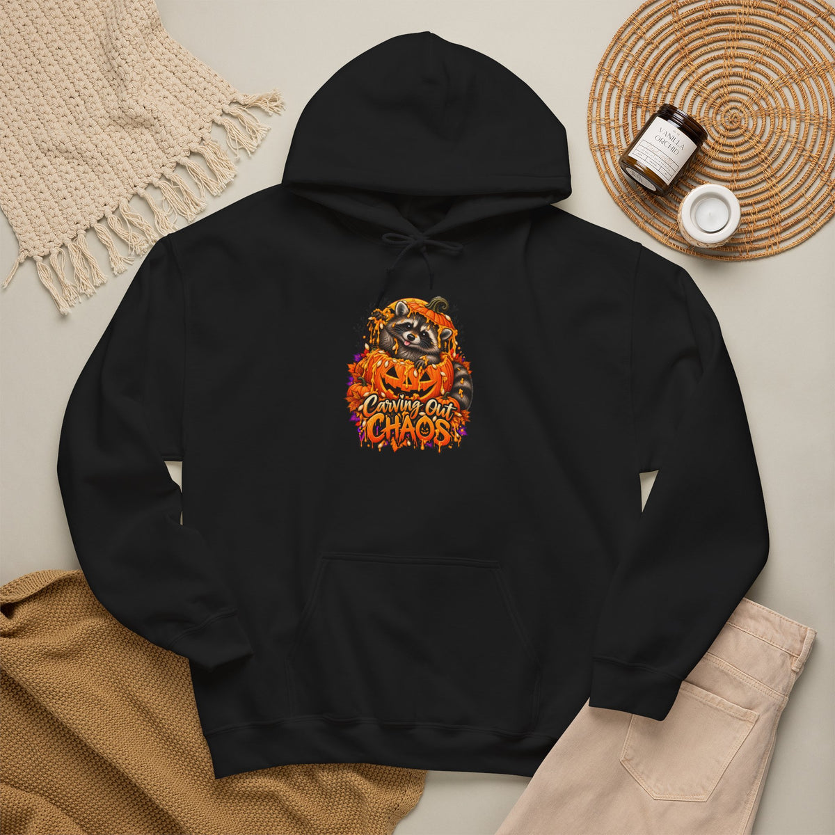 Carving Out Chaos Raccoon Hooded Sweatshirt