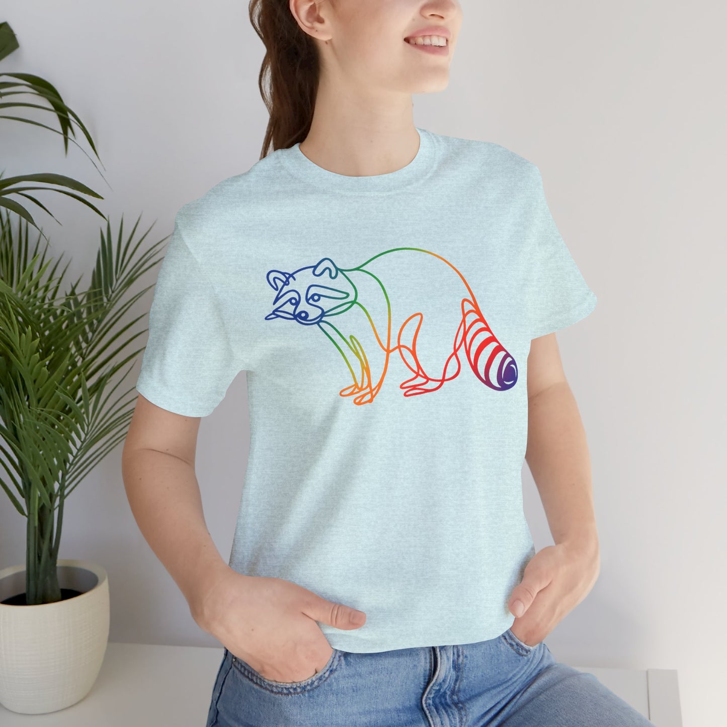 Raccoon Tee — Minimal Line Raccoon Scenic Graphic T-Shirt