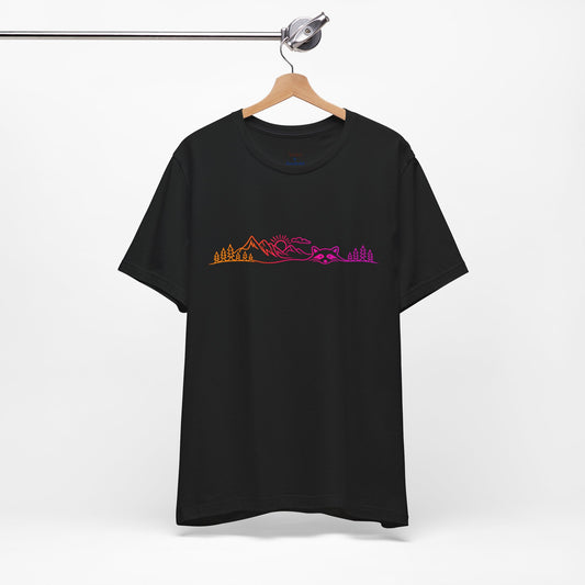 Raccoon Tee — Minimal Line Raccoon Scenic Graphic T-Shirt