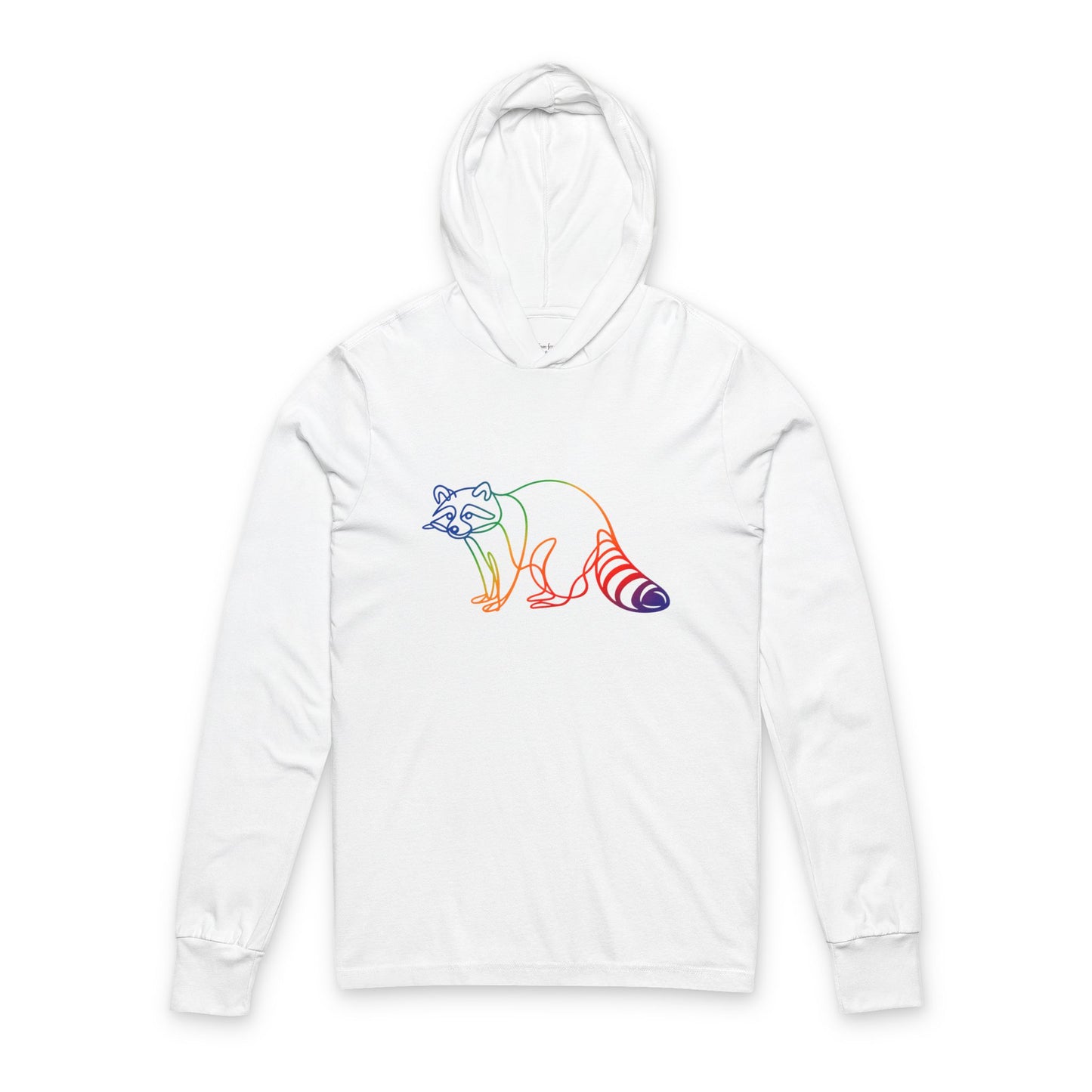 Continuous Line Art | Colorful Raccoon Hooded Long Sleeve Tee