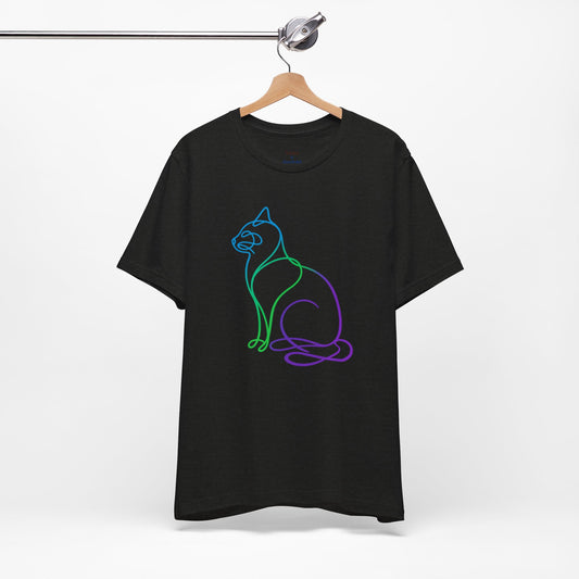 Colorful Line | Work Sitting Cat T-Shirt