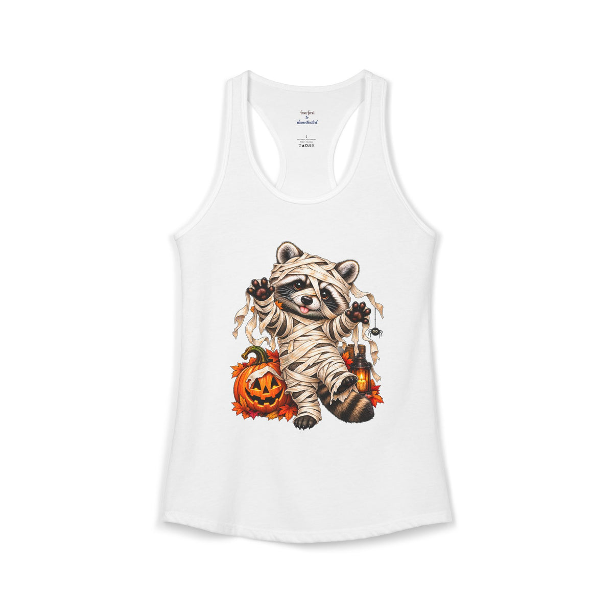 Halloween Mummy Raccoon Racerback Tank