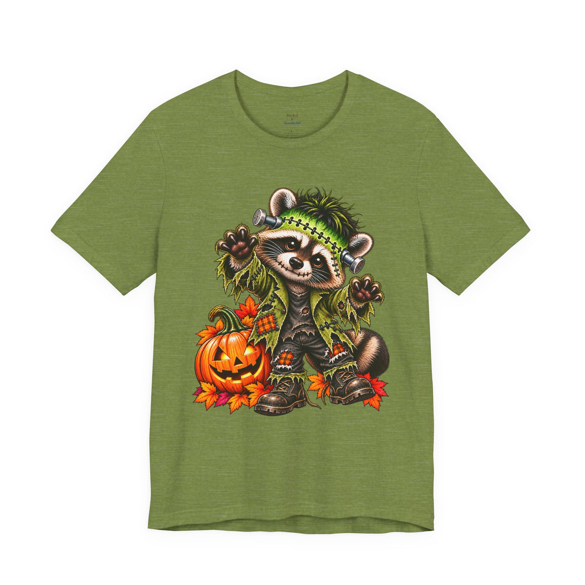 Halloween Frankenstein Raccoon and Black Cat T-Shirt