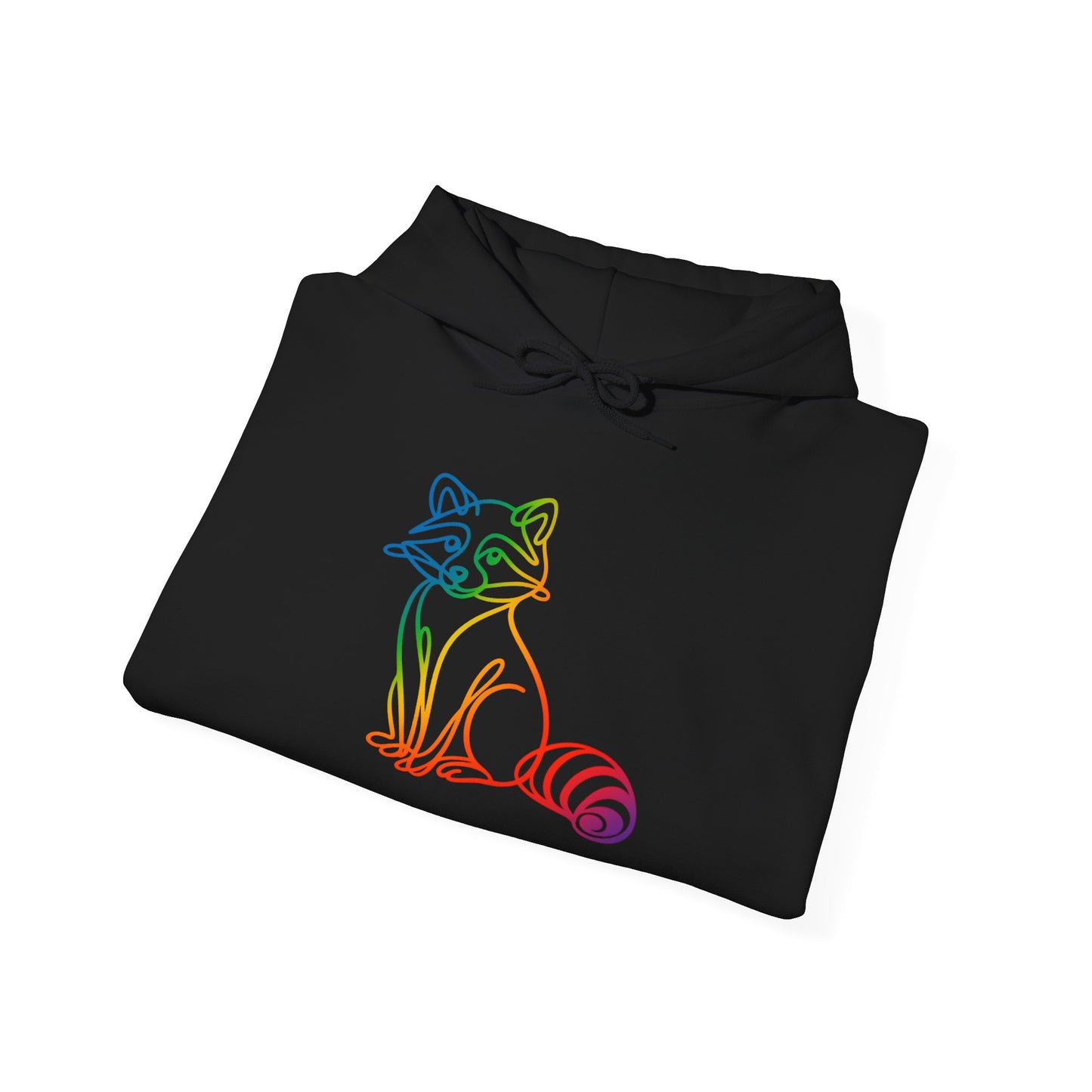 Rainbow Line Art Raccoon Hoodie