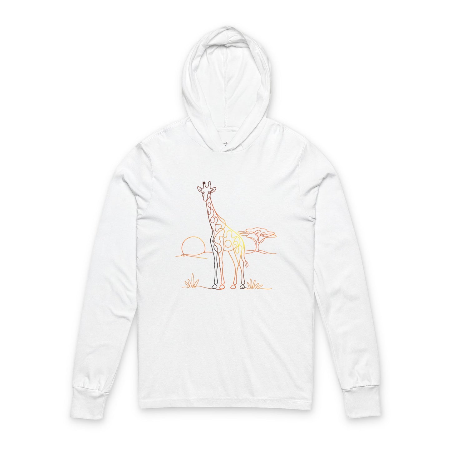 Continuous Line Art Giraffe Hooded Long Sleeve Tee
