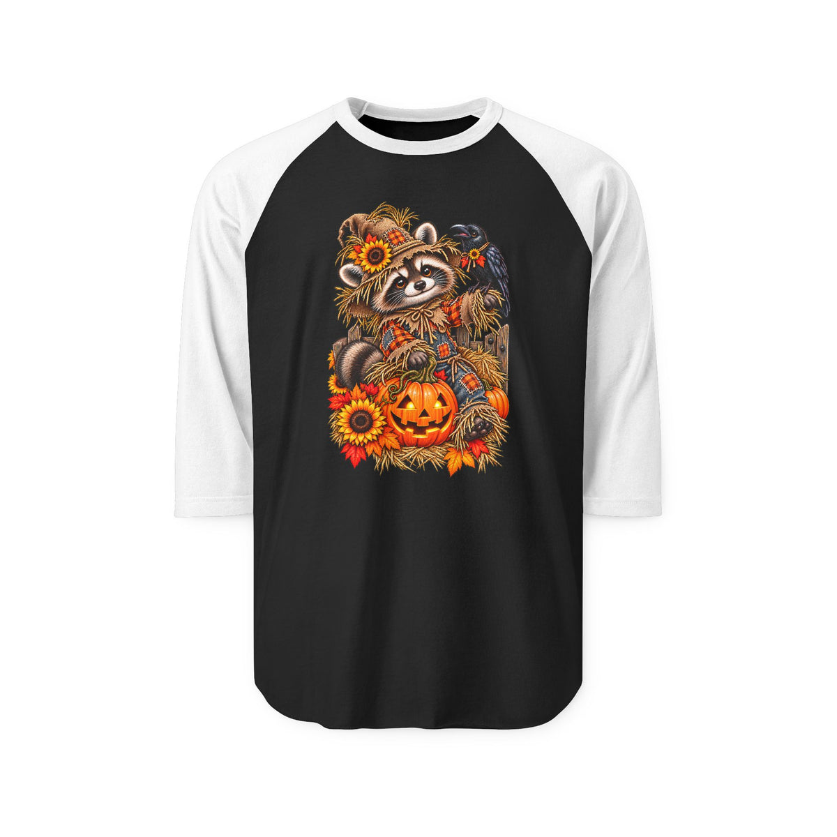 Scarecrow Raccoon Raglan Baseball Shirt