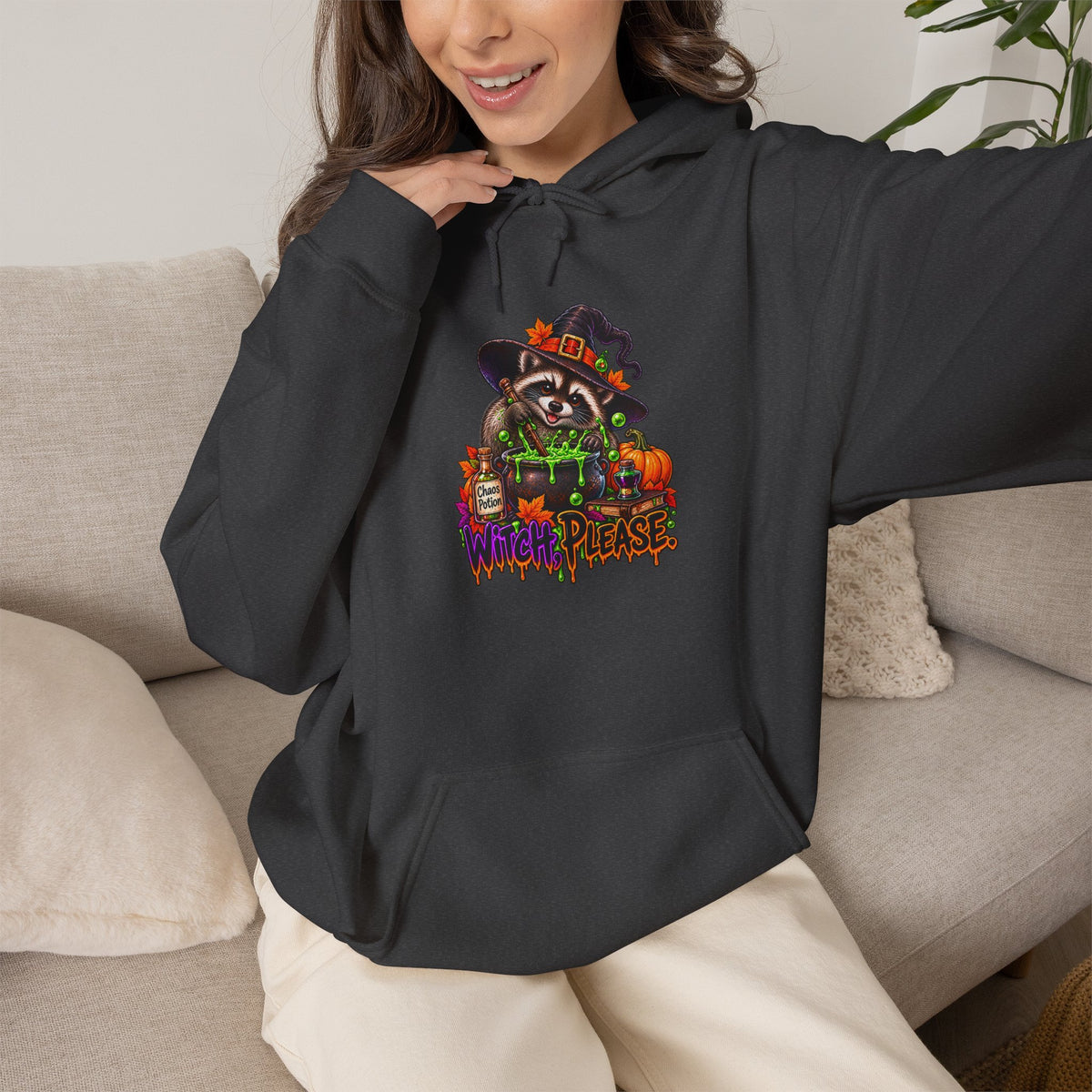 Witch, Please. Raccoon Hooded Sweatshirt