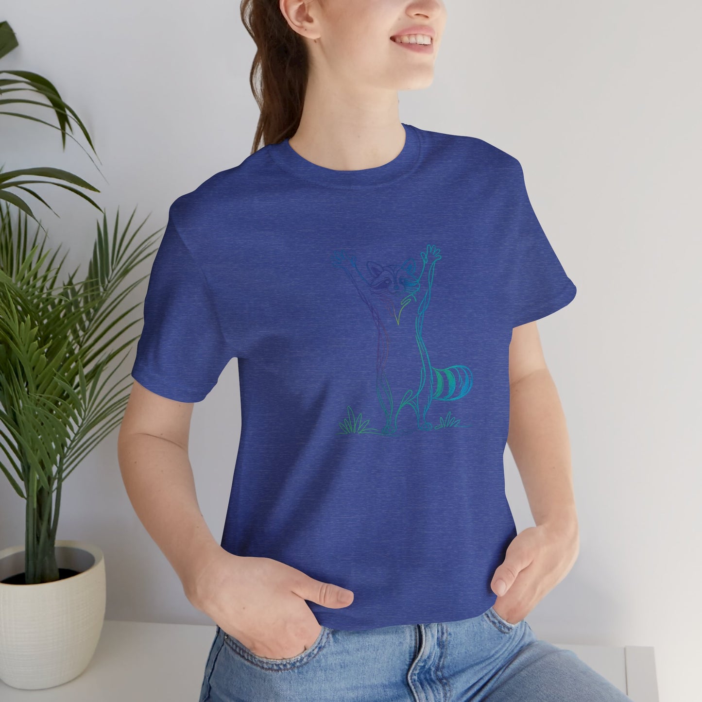 Raccoon Tee — Minimal Line Raccoon Scenic Graphic T-Shirt
