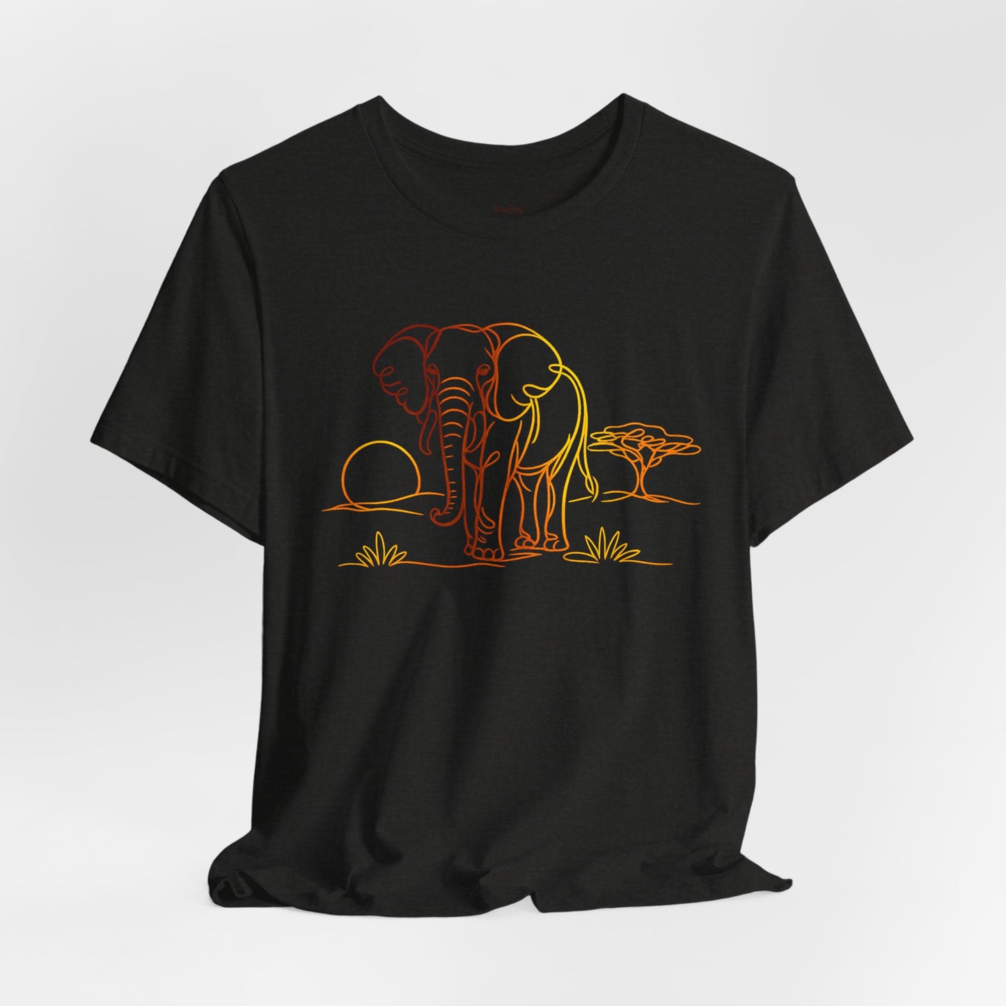 Elephant Sunset Tee — Minimal Line Art Safari T-Shirt