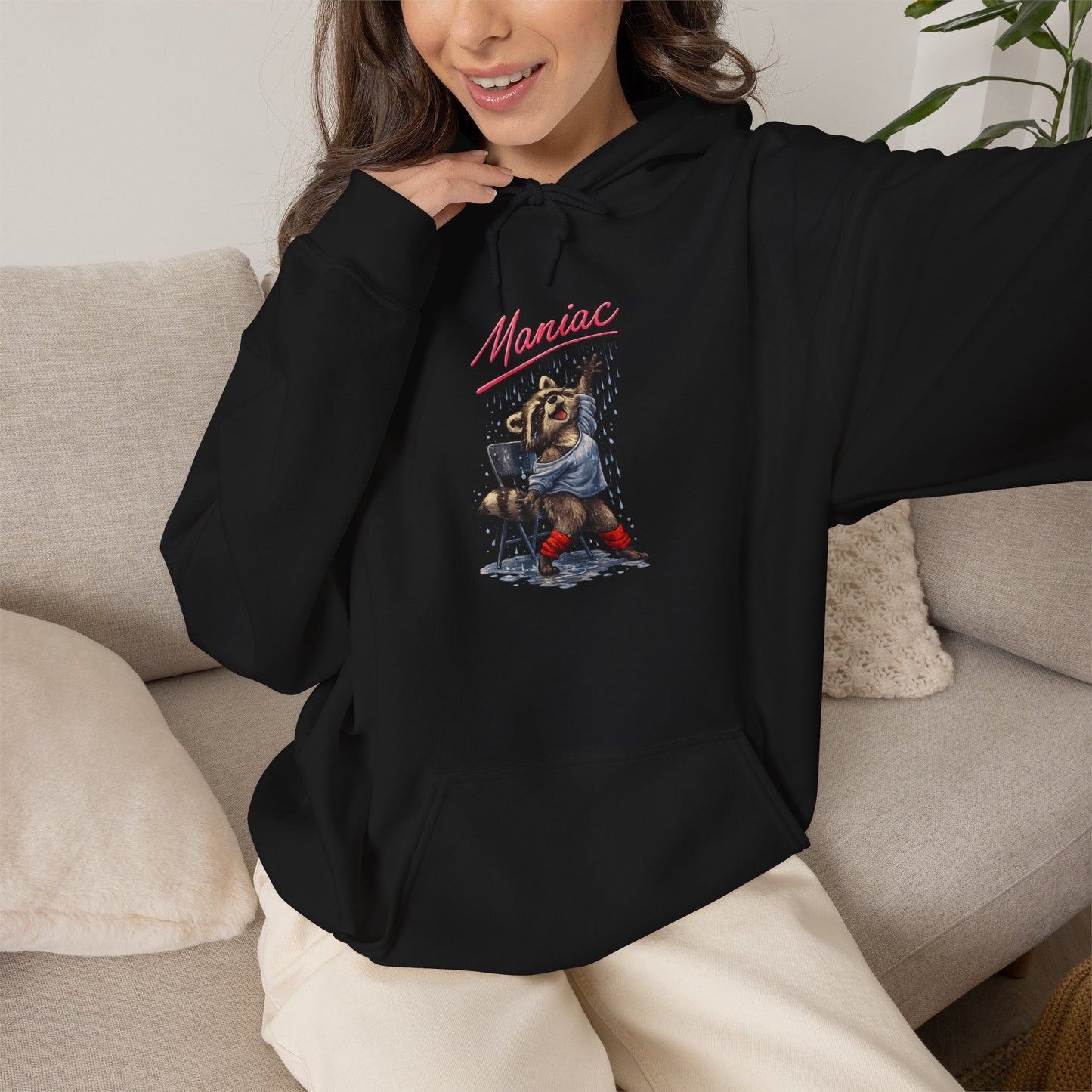 Dancing Raccoon "Maniac" Hooded Sweatshirt