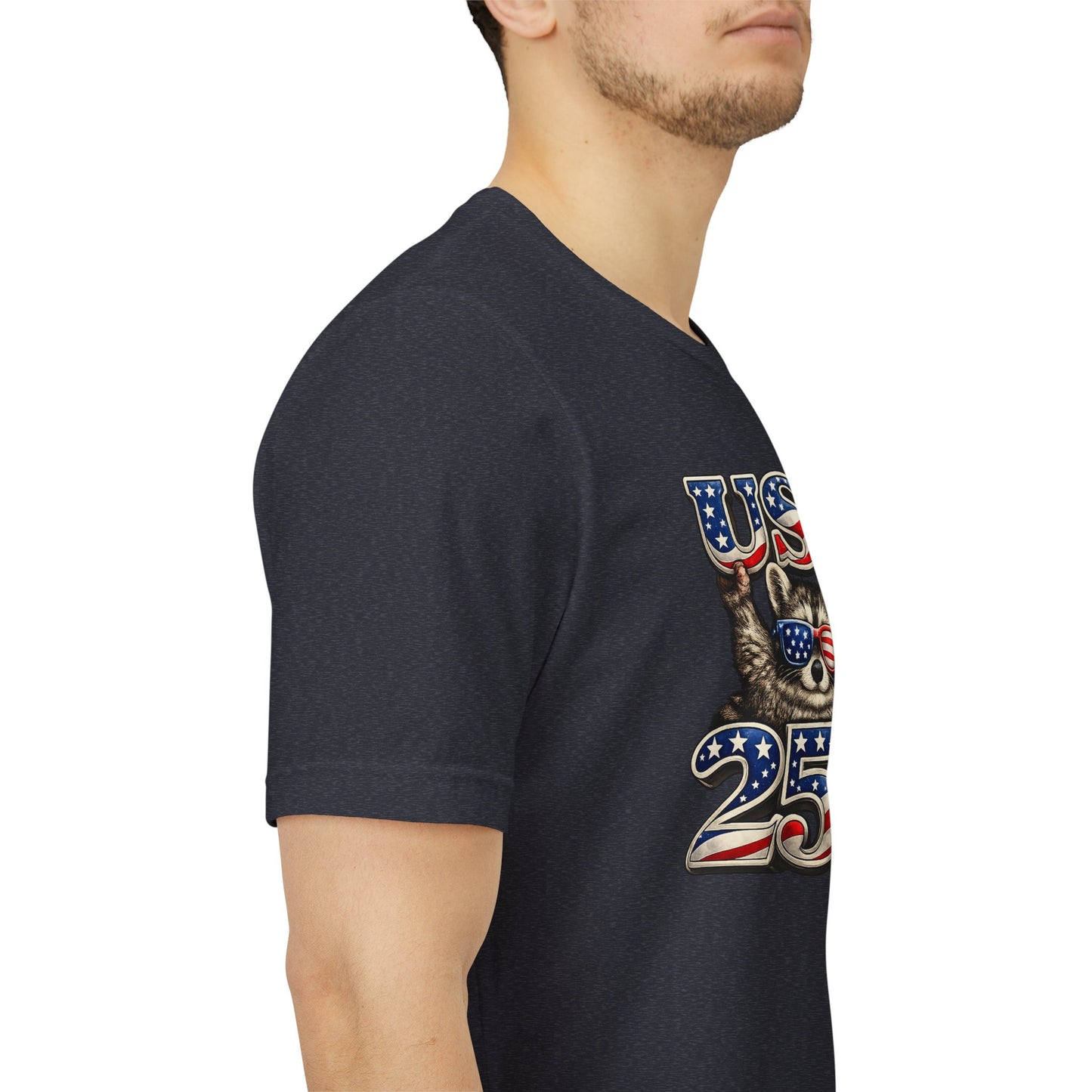 Patriot Raccoon 250th Anniversary T-Shirt — 4th of July Fireworks Flag Tee
