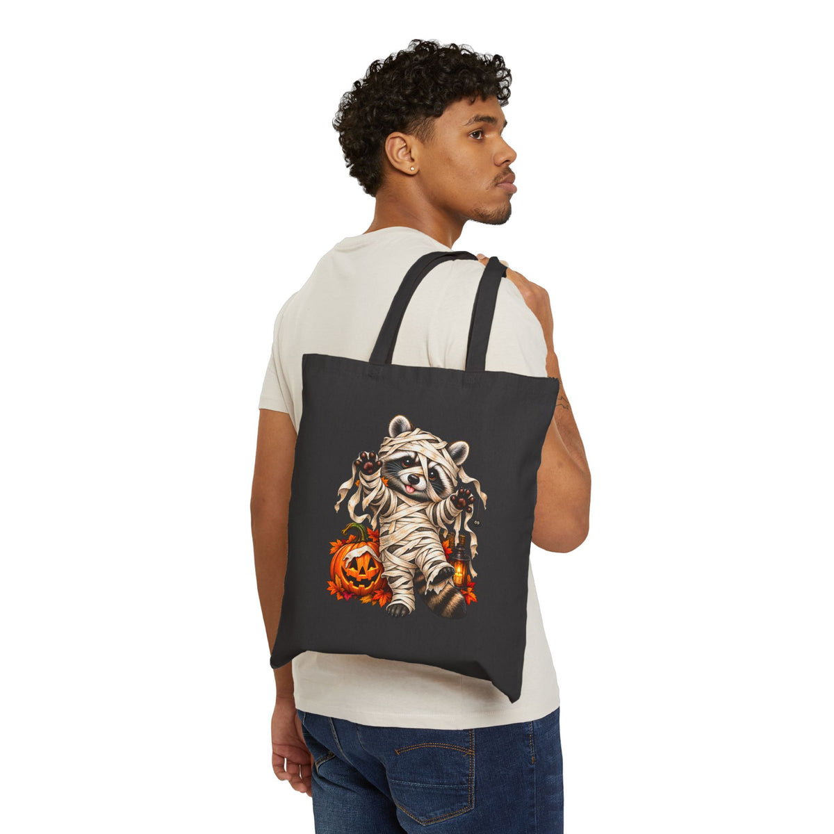 Halloween Mummy Raccoon Tote Bag