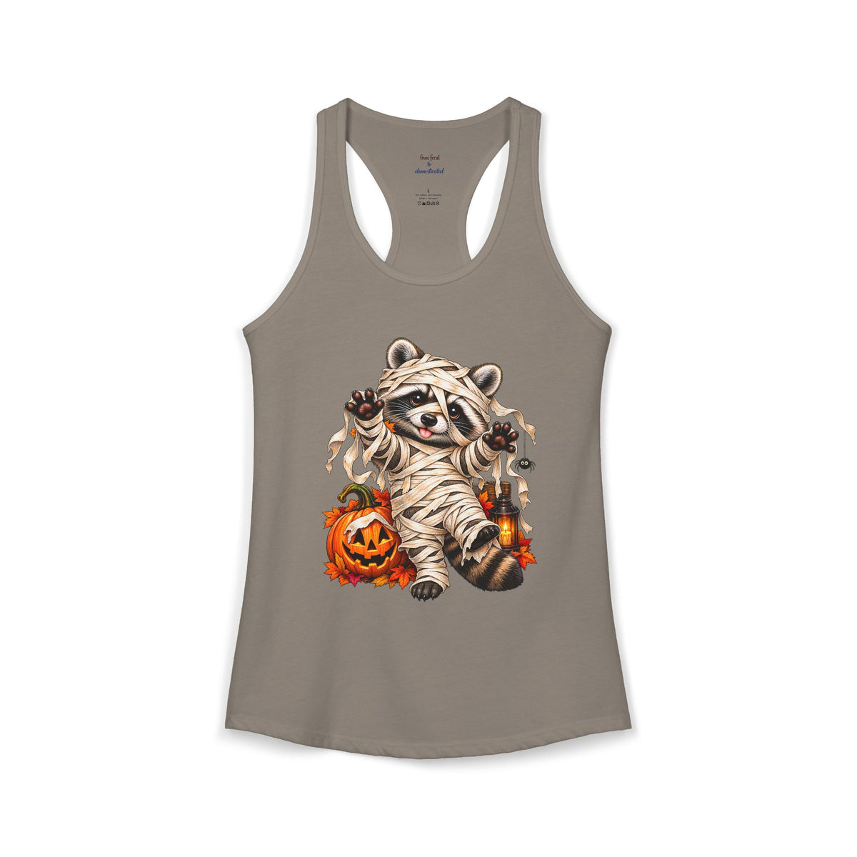 Halloween Mummy Raccoon Racerback Tank