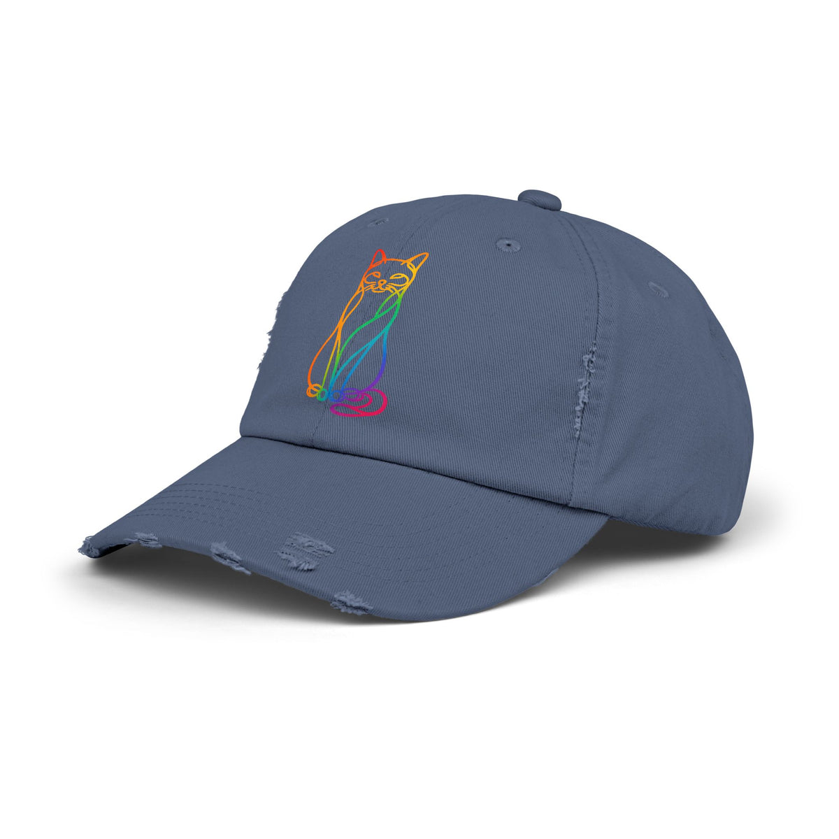 Rainbow Cat Distressed Cap