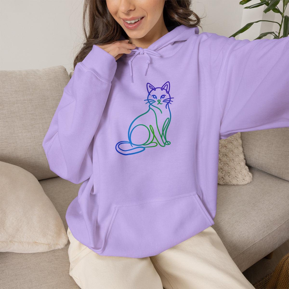 Northern Lights Cat Hooded Sweatshirt
