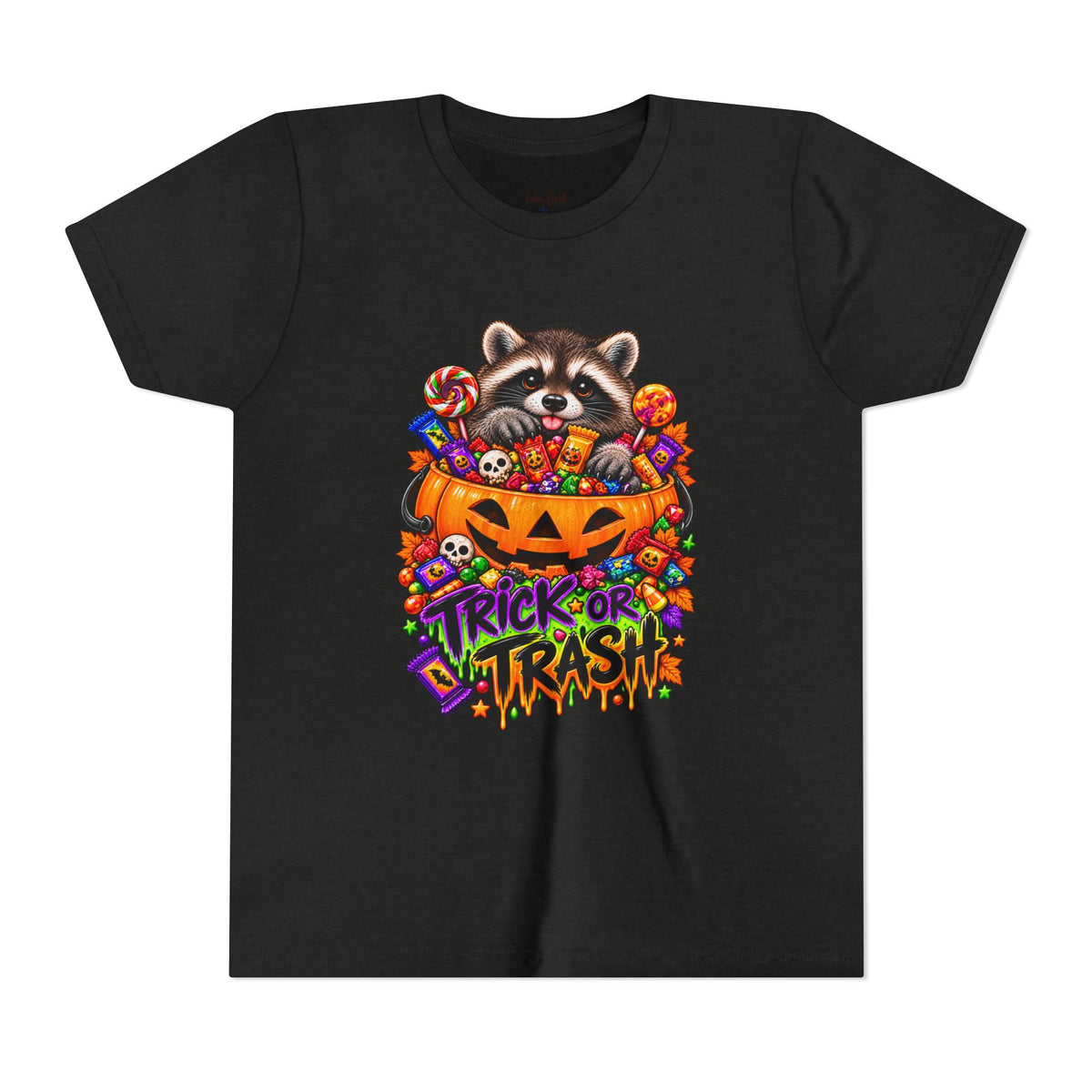 Trick or Trash Youth Tee — Raccoon Kids Tshirt