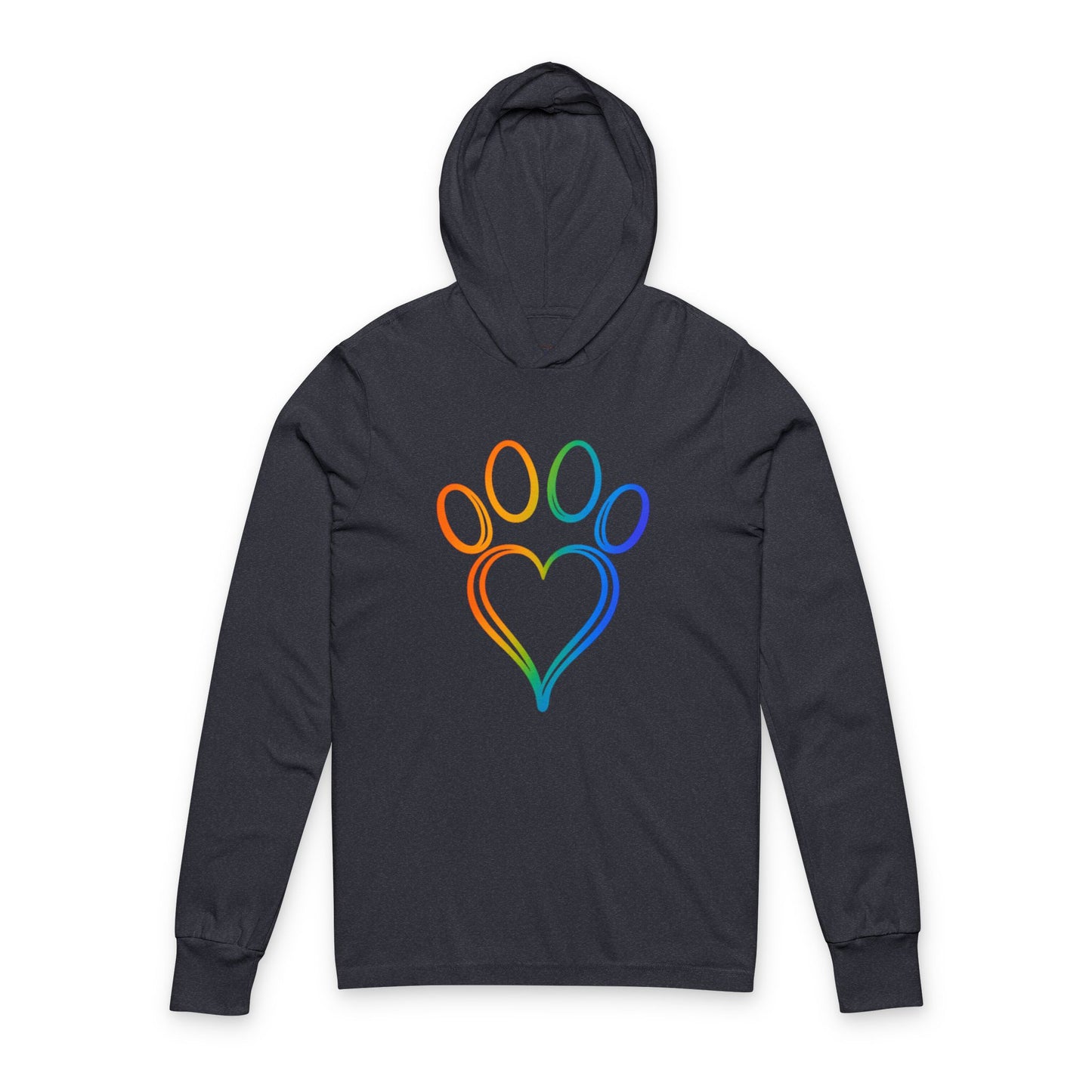 Continuous Line Art Heart/Paw Hooded Long Sleeve Tee