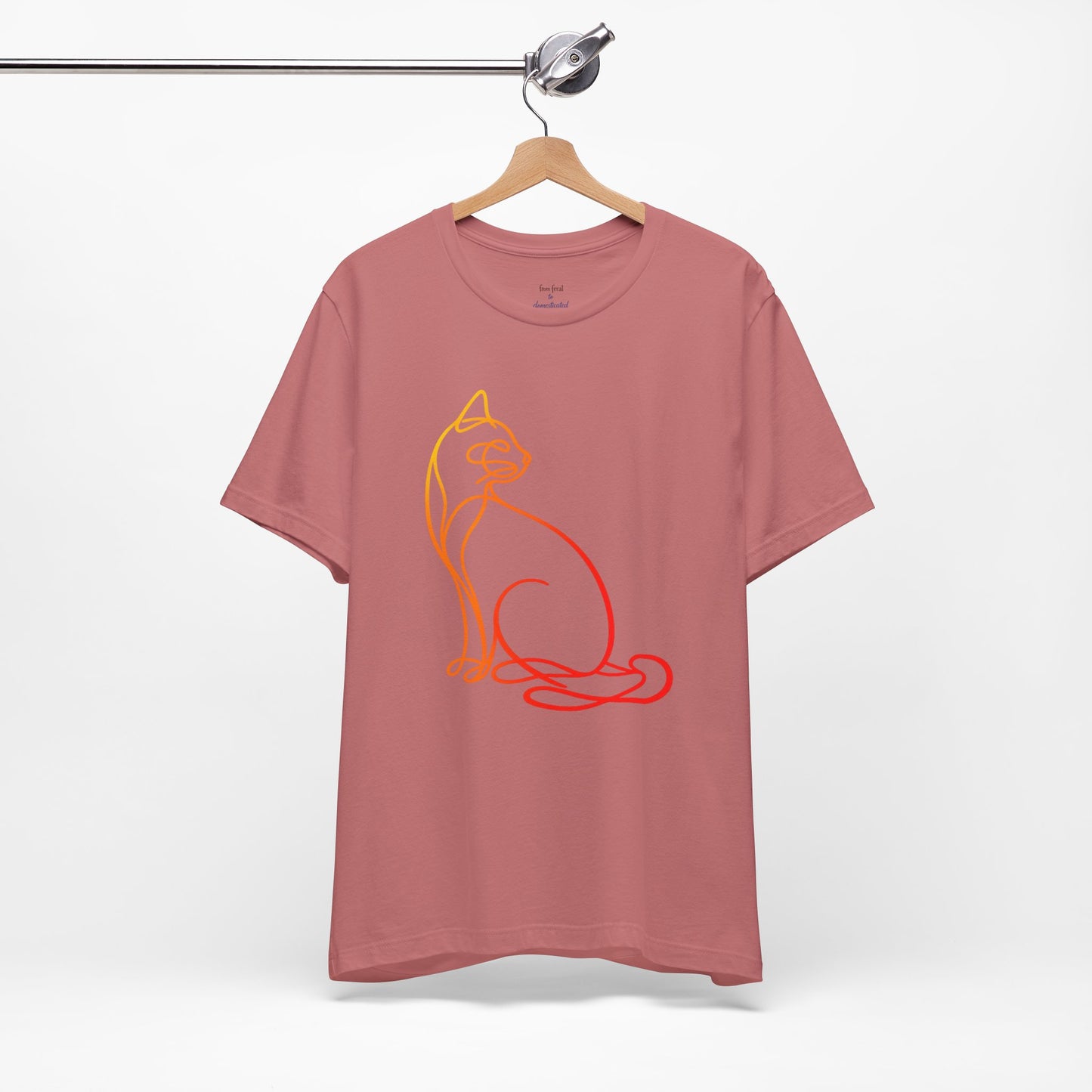 Colorful Line-Work Sitting Cat T-Shirt