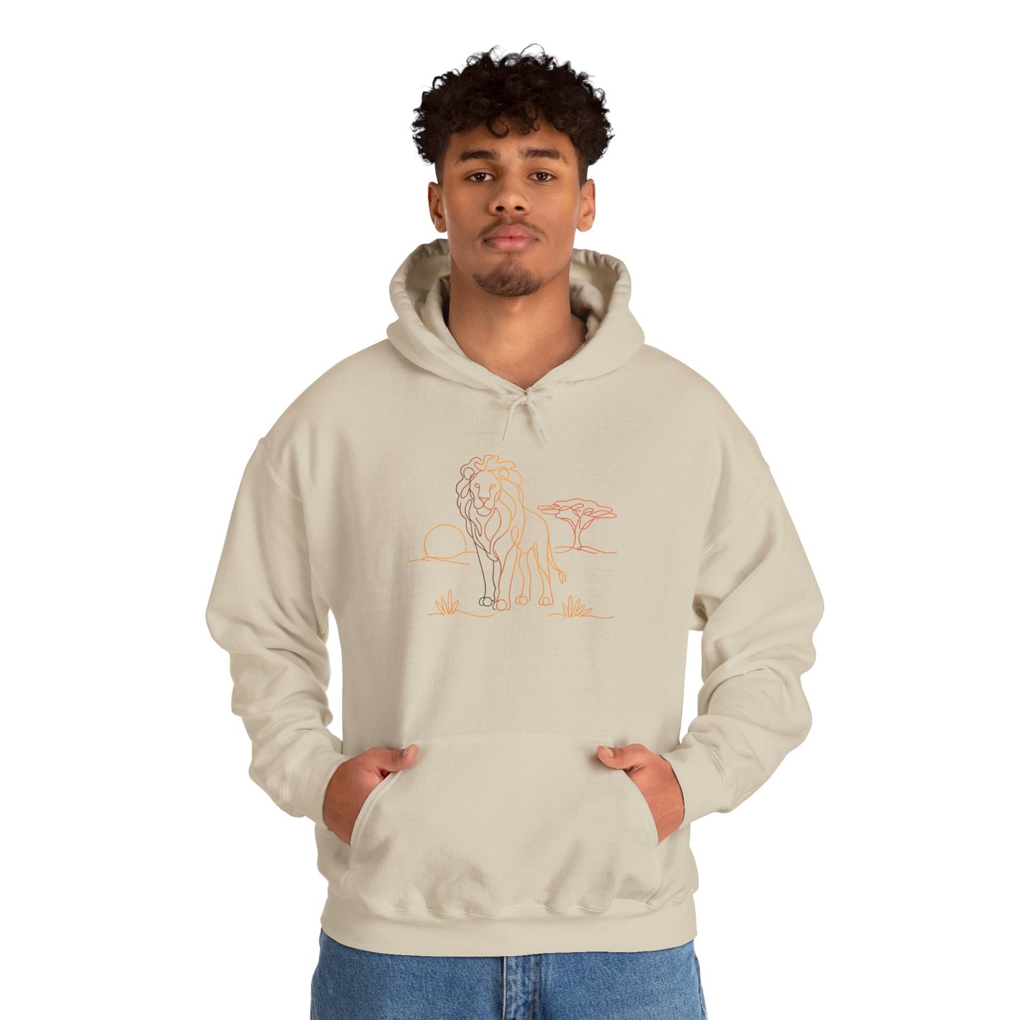 Lion Line Art Hoodie — Minimal Safari Sweatshirt