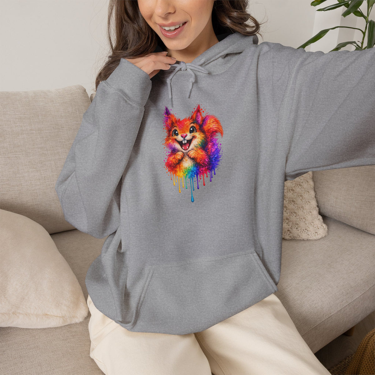 Watercolor Squirrel Hooded Sweatshirt