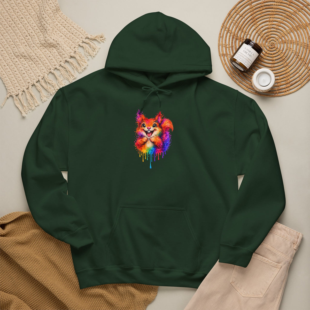 Watercolor Squirrel Hooded Sweatshirt