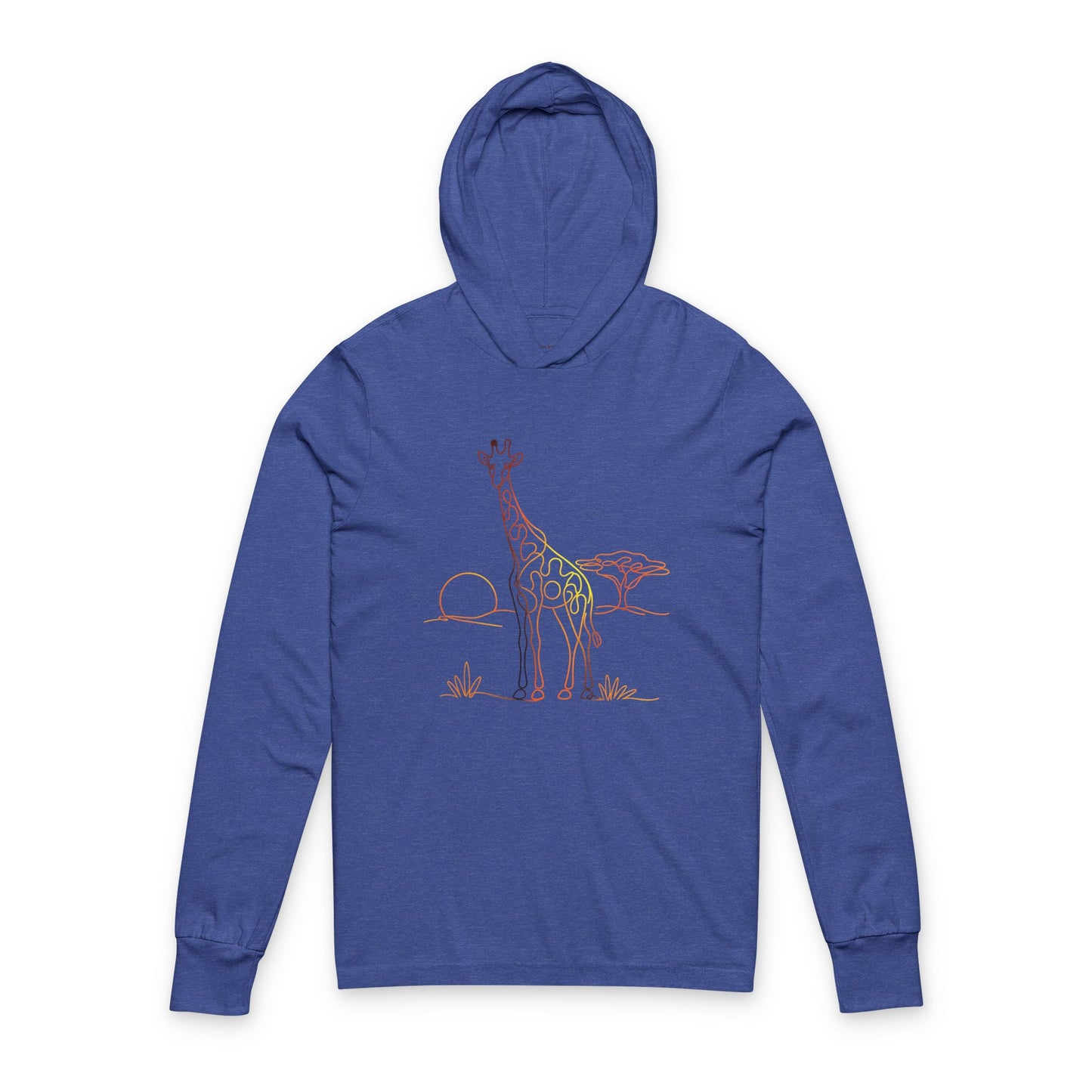 Continuous Line Art Giraffe Hooded Long Sleeve Tee