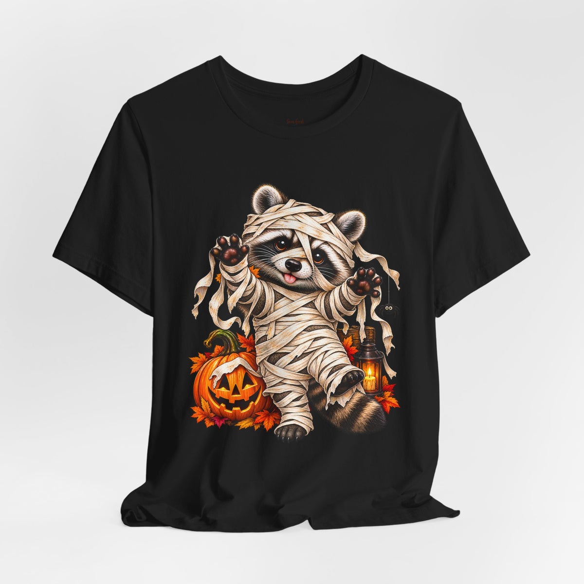 Halloween Mummy Raccoon and Black Cat T-Shirt