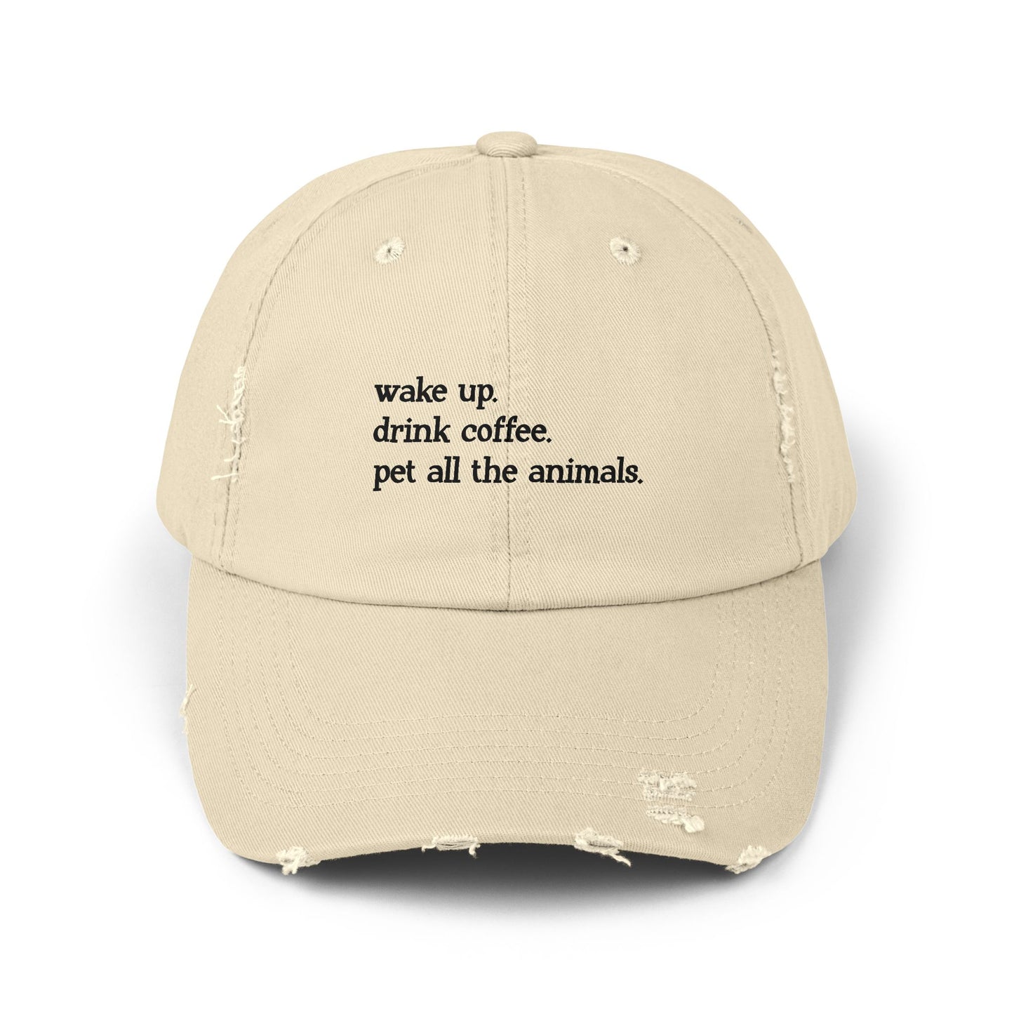 "Wake Up Routine" Distressed Cap —  Funny Truth Hat