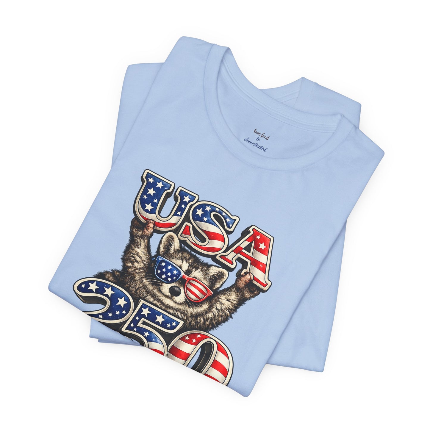 Patriot Raccoon 250th Anniversary T-Shirt — 4th of July Fireworks Flag Tee