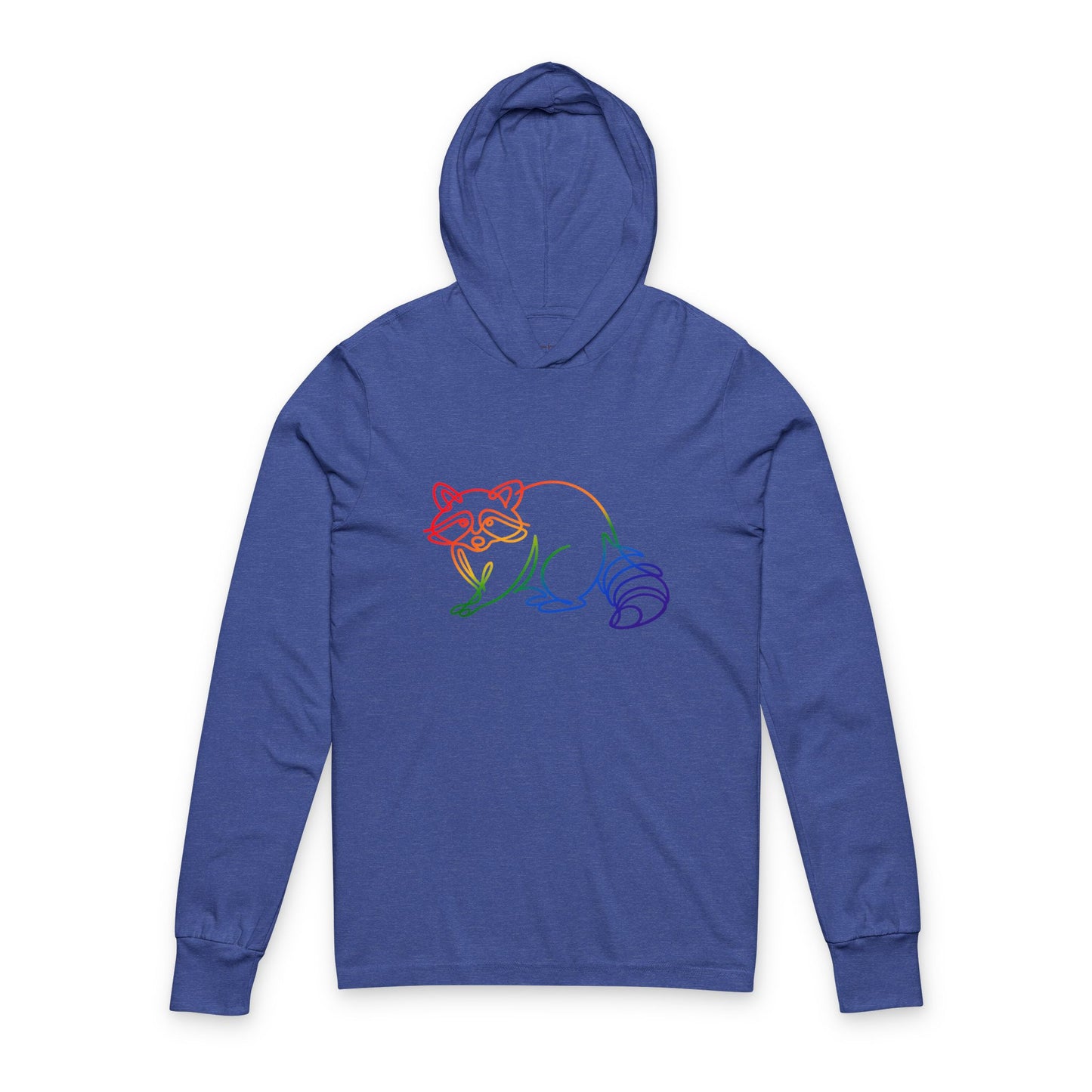Continuous Line Art | Rainbow Raccoon Hooded Long Sleeve Tee