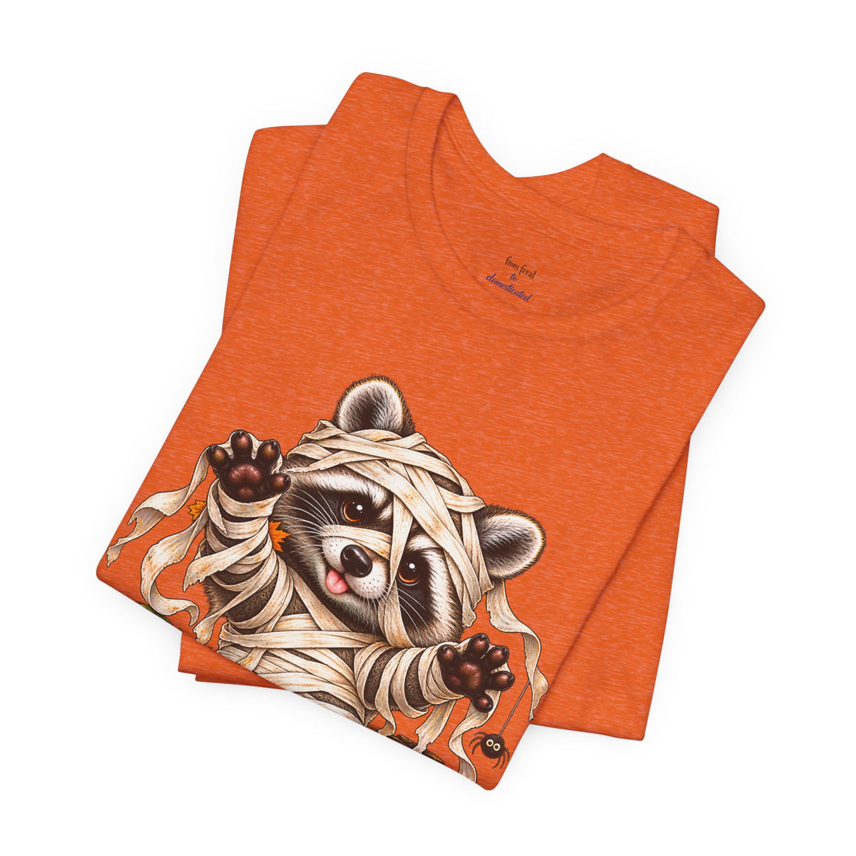 Halloween Mummy Raccoon and Black Cat T-Shirt