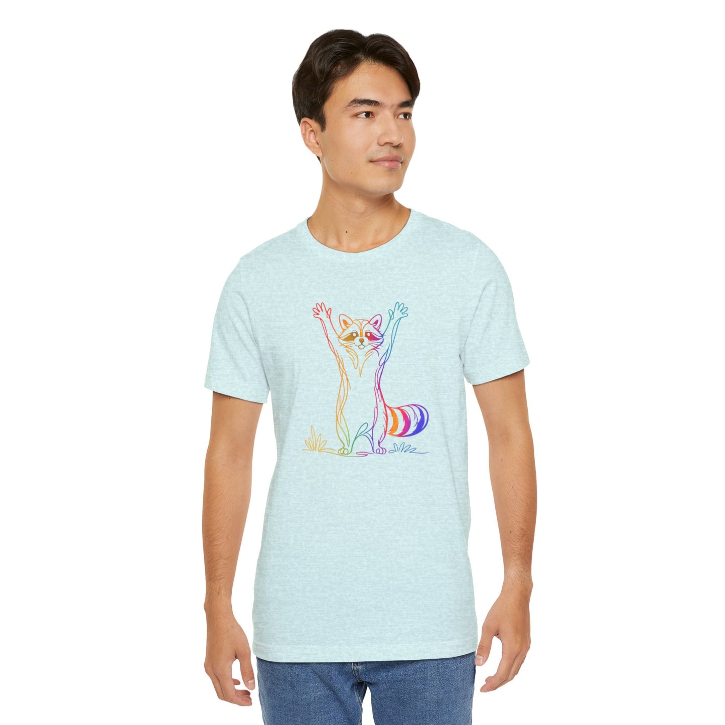 Raccoon Tee — Minimal Line Raccoon Scenic Graphic T-Shirt