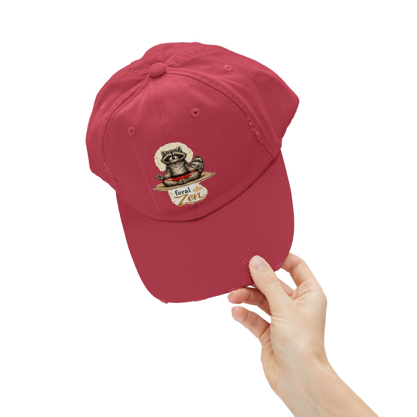 Feral Zen Distressed Cap — Raccoon Mom/Dad Funny Dad Hat