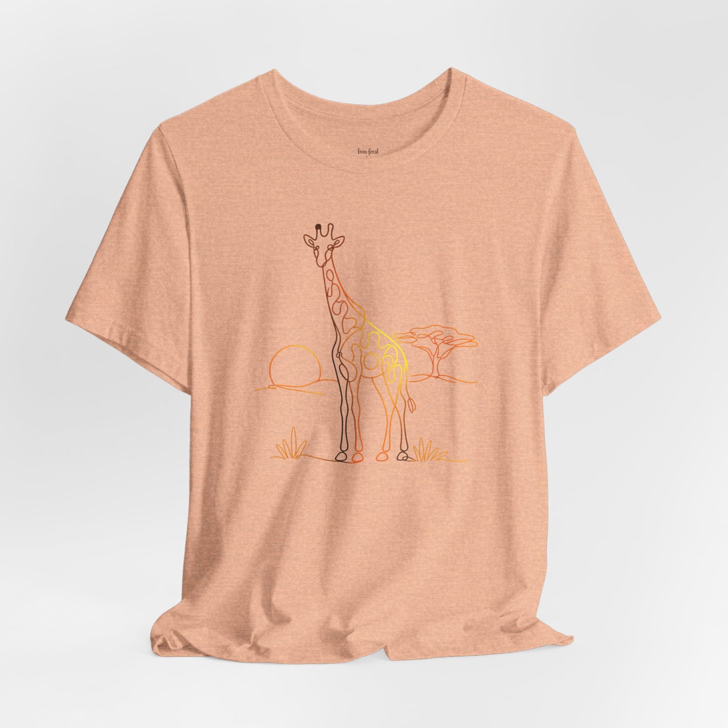 Giraffe Sunset Tee — Minimal Line Art Safari T-Shirt
