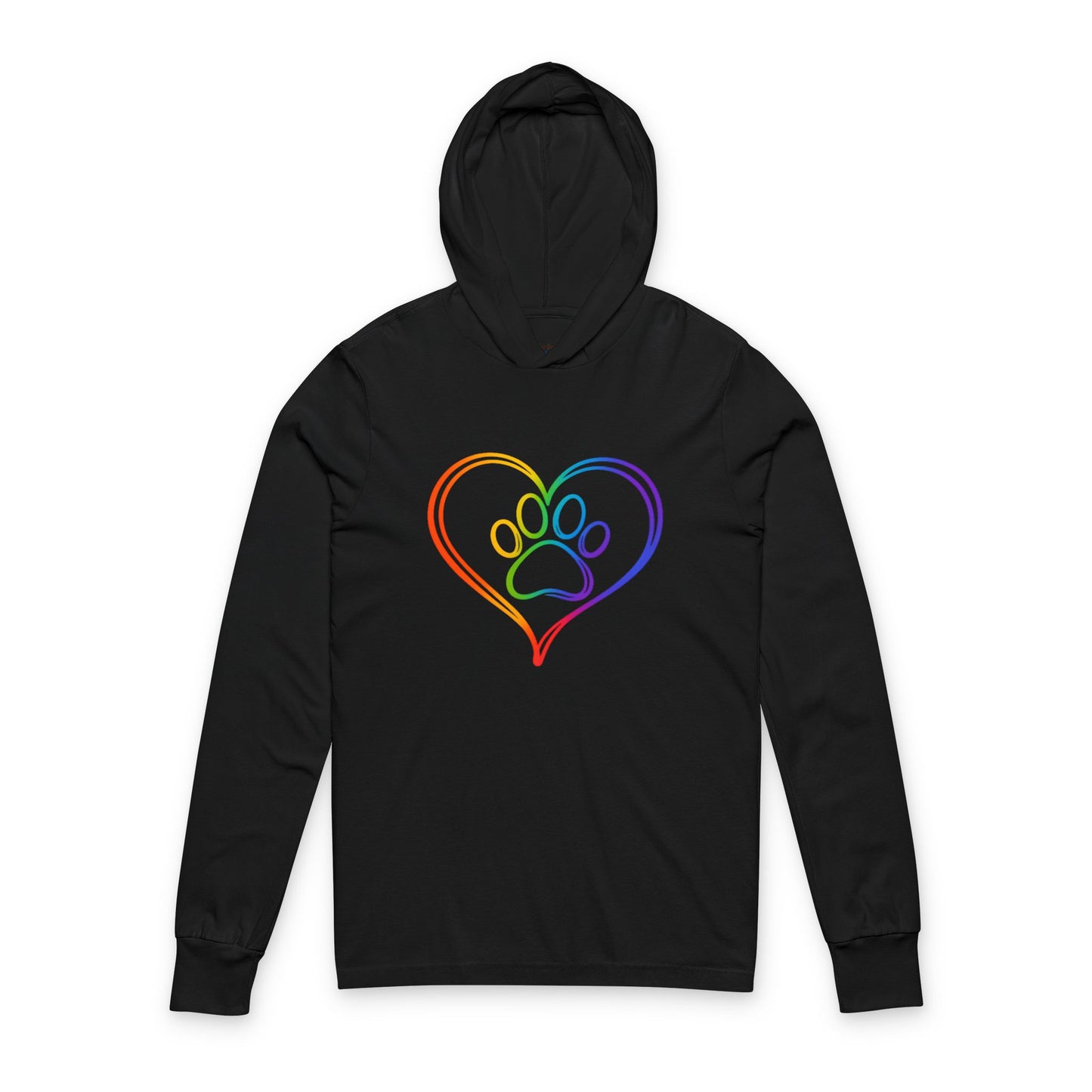 Continuous Line Art Heart/Paw Hooded Long Sleeve Tee