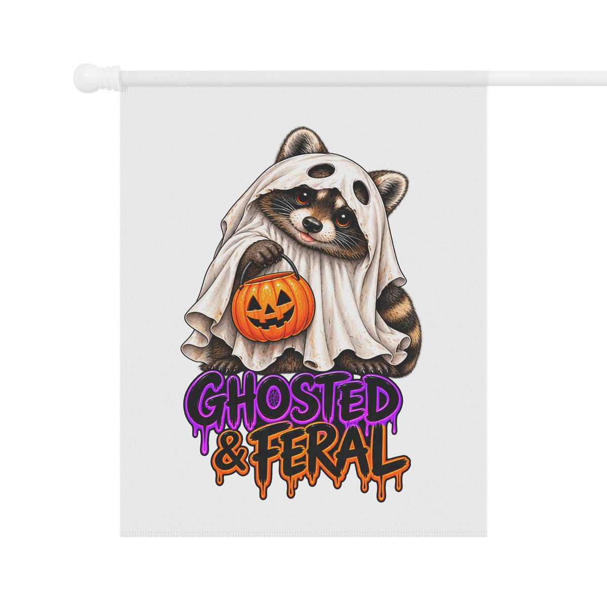 Ghosted Raccoon Garden Flag