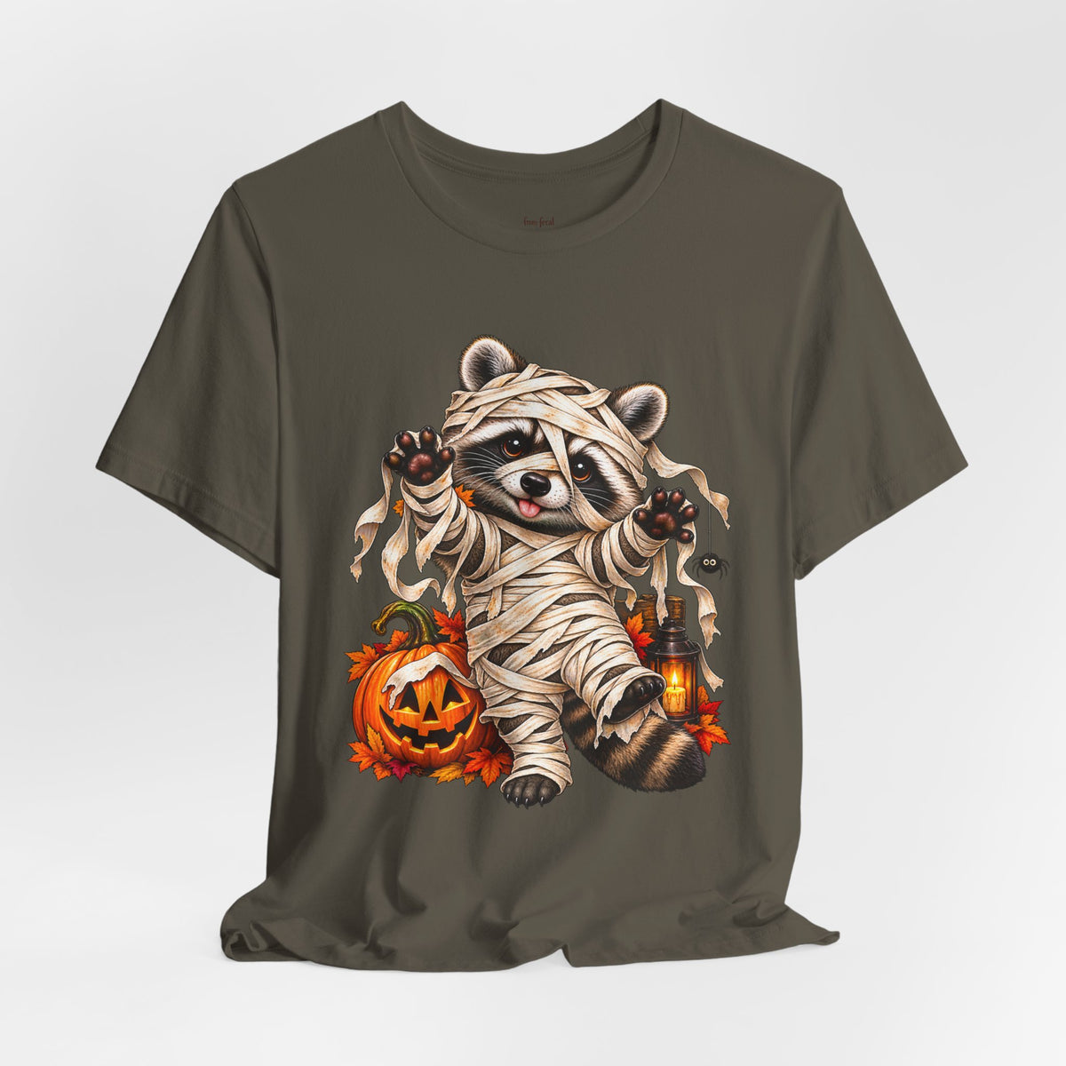 Halloween Mummy Raccoon and Black Cat T-Shirt