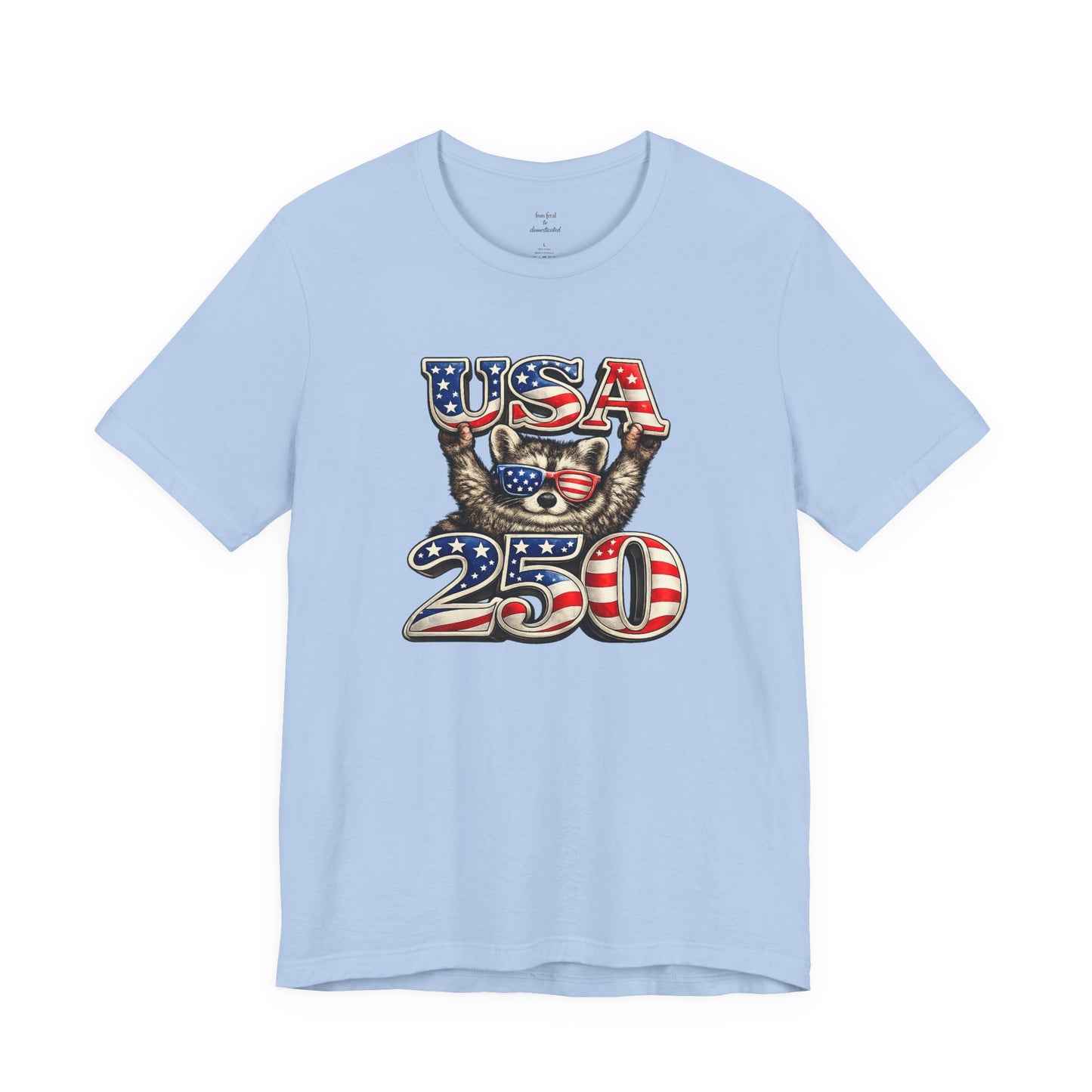 Patriot Raccoon 250th Anniversary T-Shirt — 4th of July Fireworks Flag Tee
