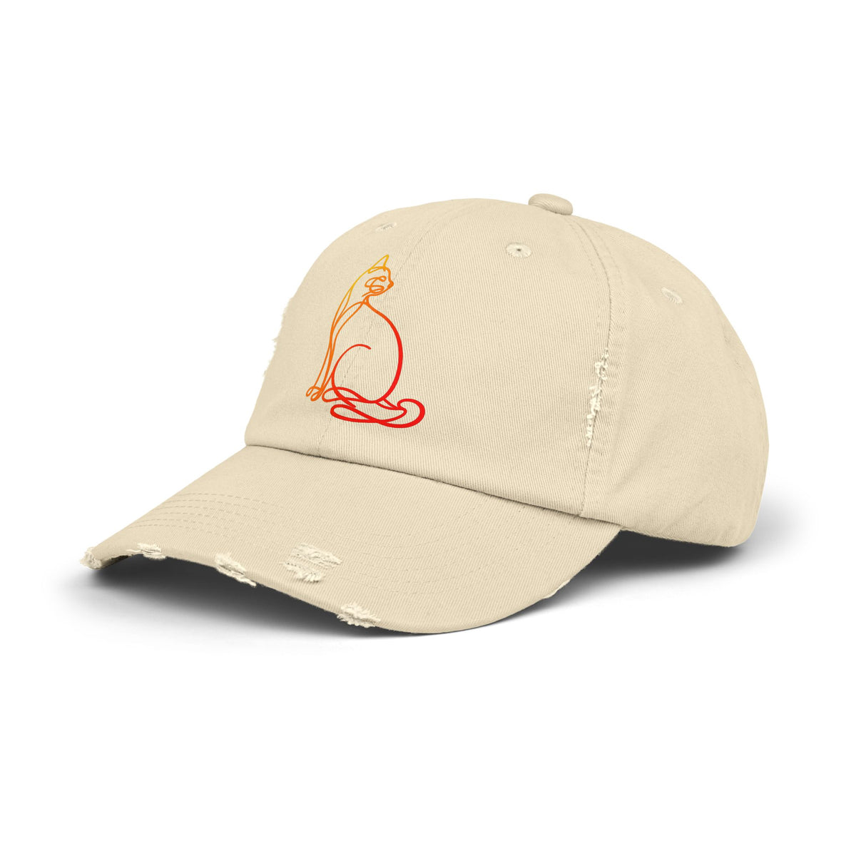 Sunrise Cat Distressed Cap