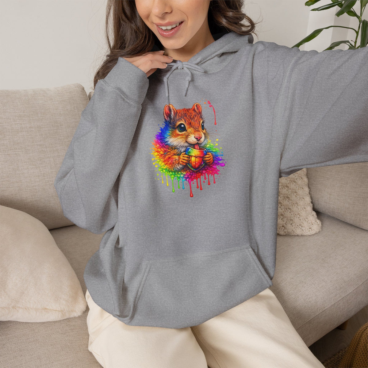Watercolor Squirrel Hooded Sweatshirt