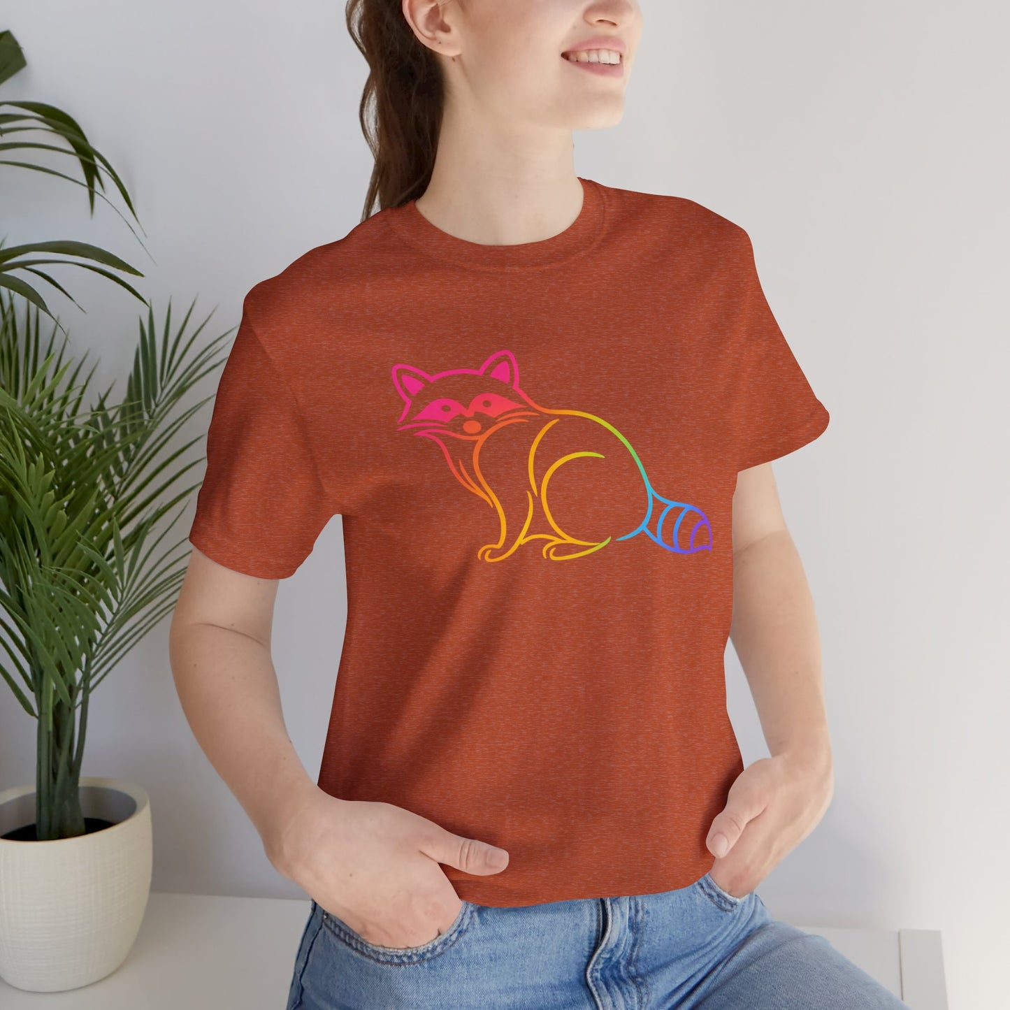 Raccoon Tee — Minimal Line Raccoon Scenic Graphic T-Shirt
